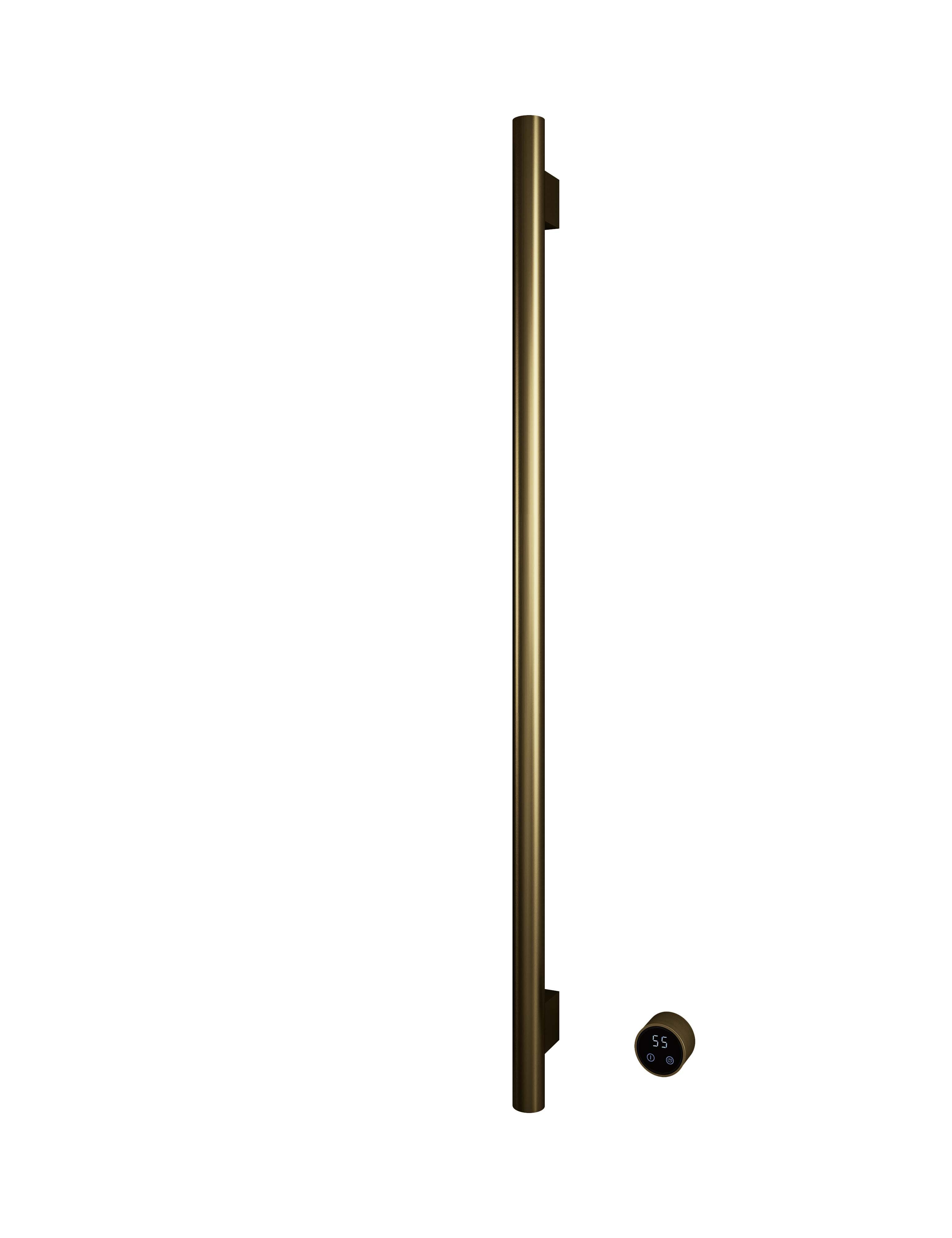 Hotbath &More Rails RARV135 Round handdoekwarmerset 135cm - 1 stang - geborsteld messing PVD - RARV135-1BBP