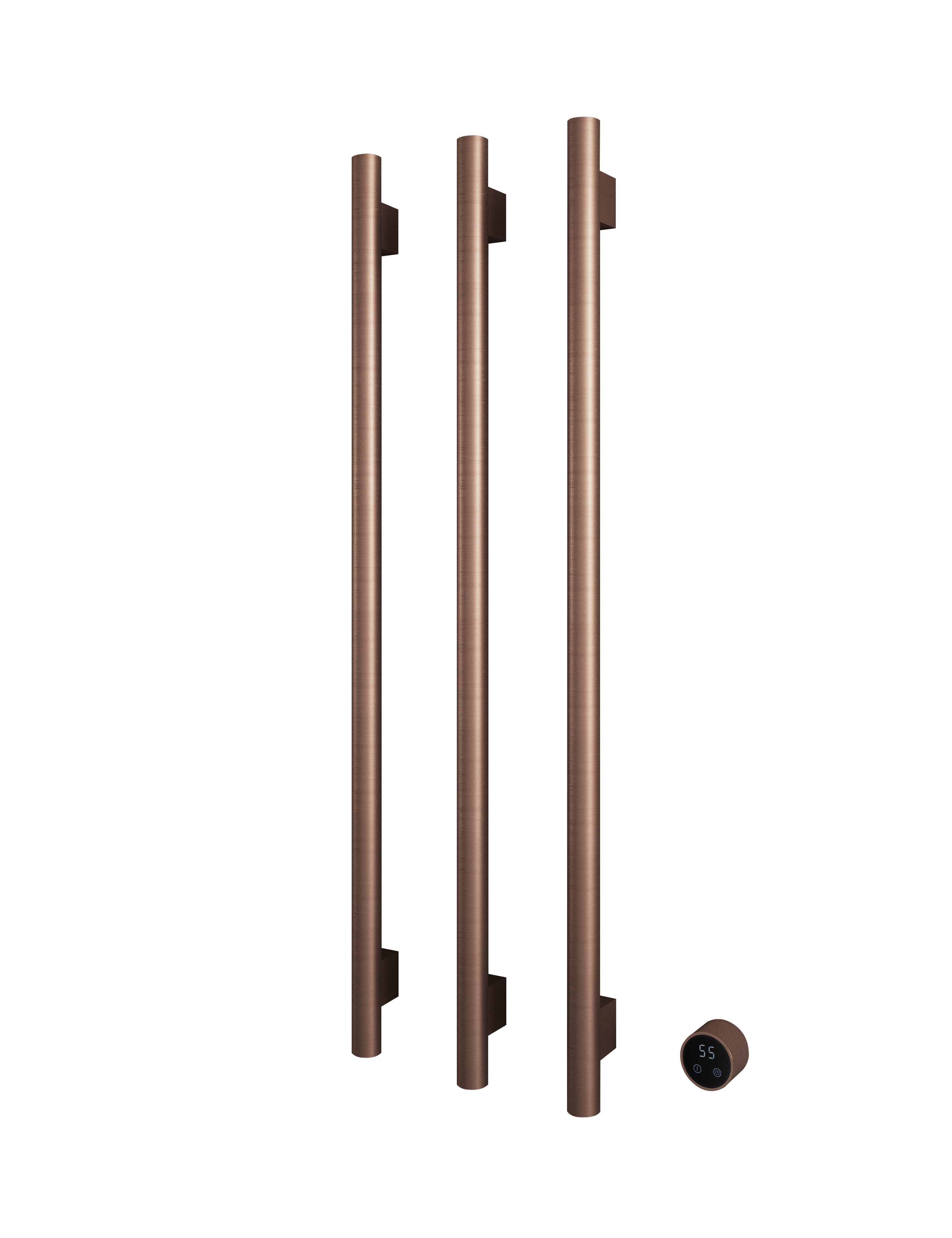 Hotbath &More Rails RARV135 Round handdoekwarmerset 135cm - 3 stangen - geborsteld koper PVD - RARV135-3BCP