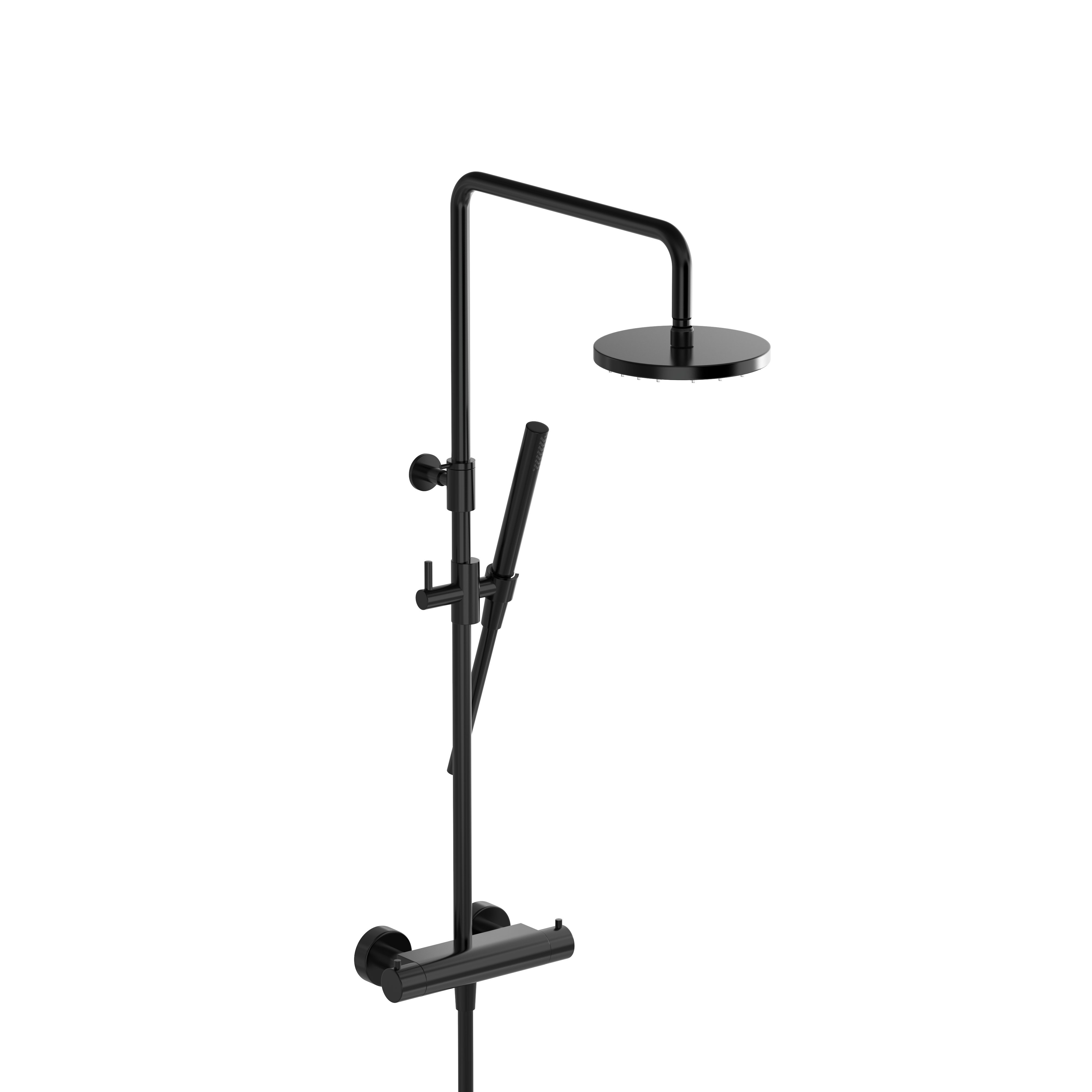 Hotbath Cobber SDS9 thermostatische stortdoucheset - staafhanddouche - 25cm hoofddouche - Geborsteld zwart PVD - SDS9MBP4