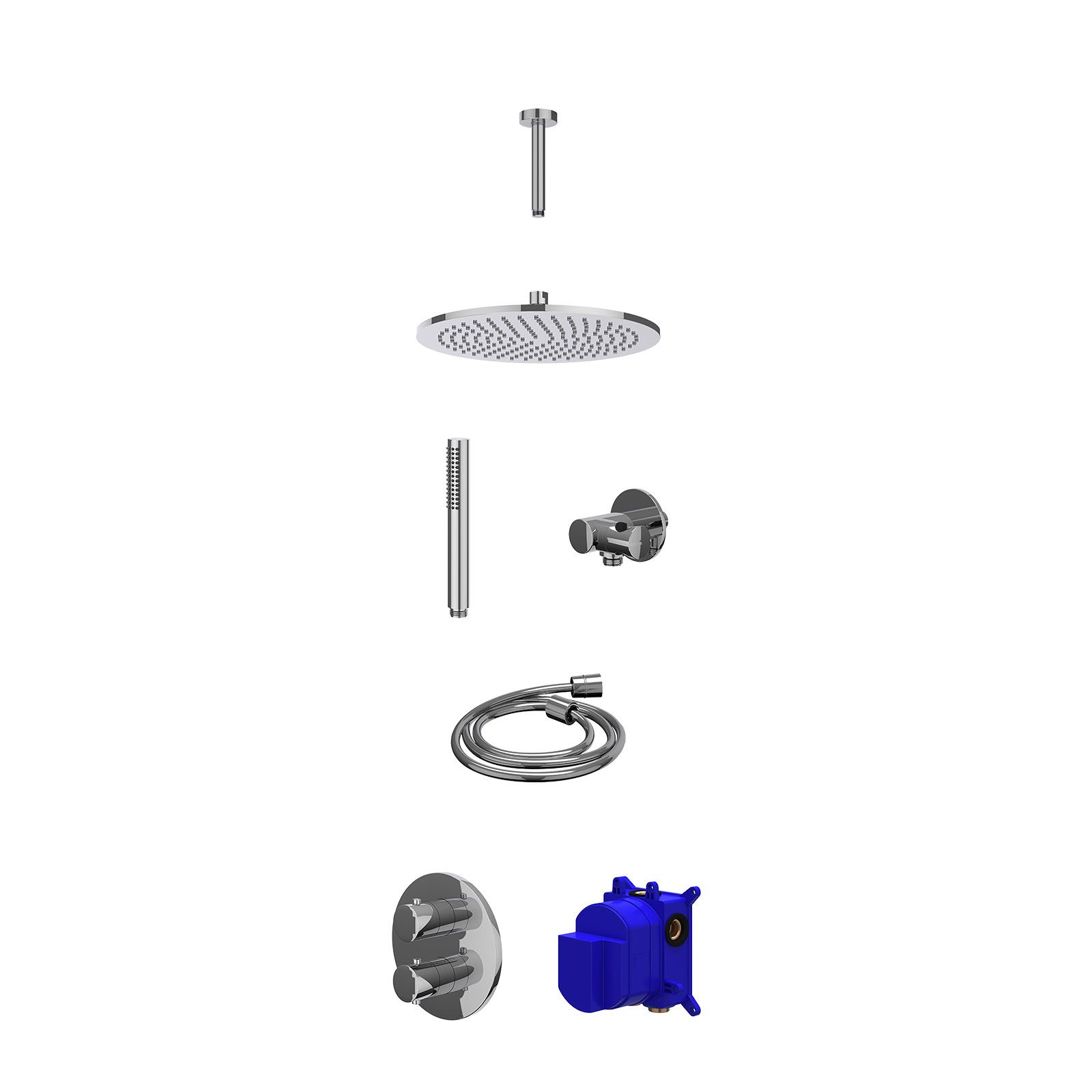 IVY Bond Regendoucheset inbouw 2-weg - 30cm medium - plafond 15cm - verstelbare steun - staafhanddouche - Chroom