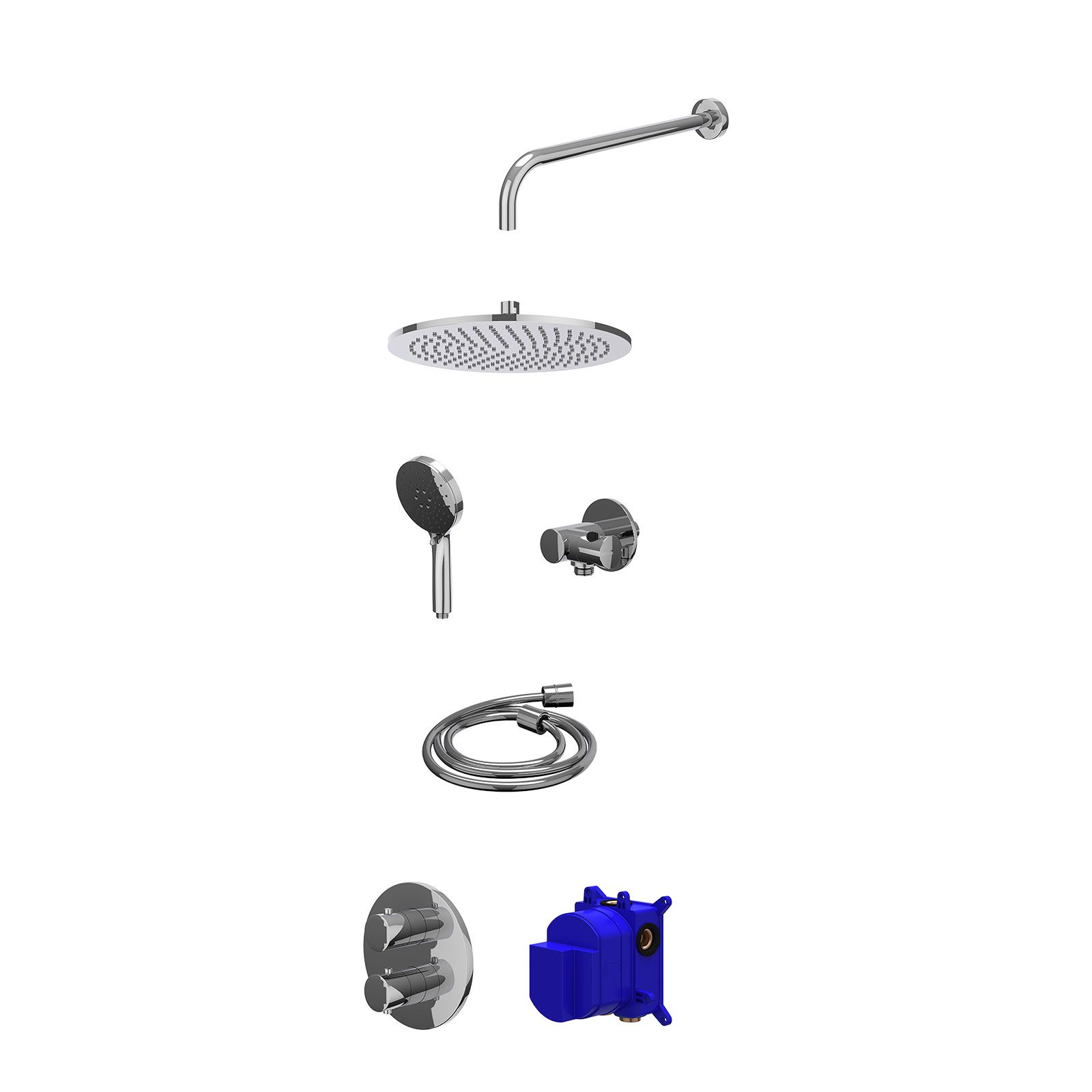 IVY Bond Regendoucheset inbouw 2-weg - 30cm medium - wandarm - verstelbare steun - 3-standen - Chroom