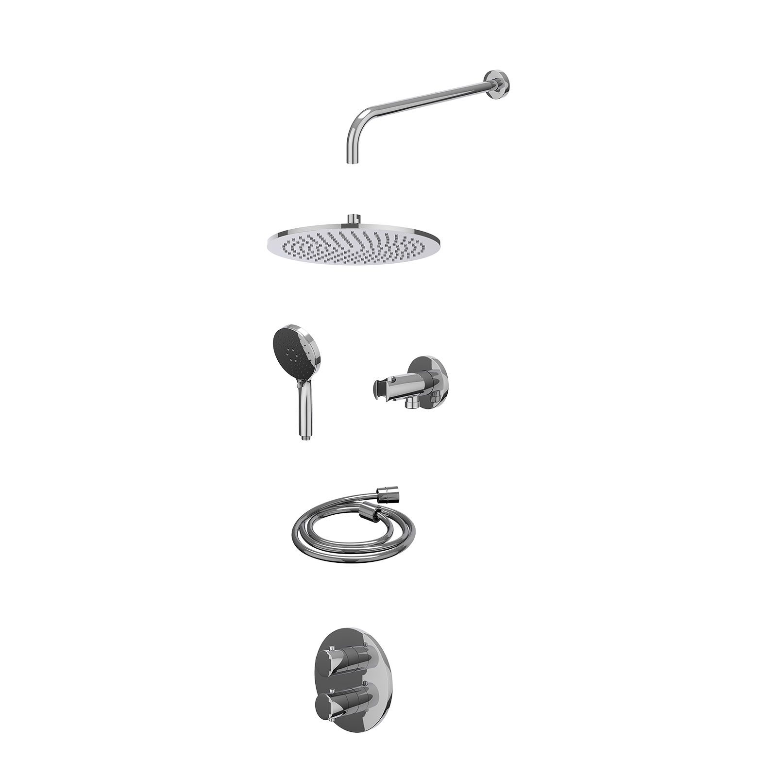 IVY Bond Regendoucheset inbouw 2-weg - 30cm medium - wandarm - wandhouder - 3-standen - excl. inbouwbox - Chroom