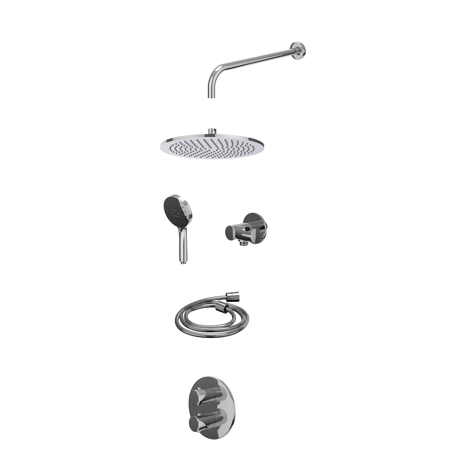 IVY Bond Regendoucheset inbouw 2-weg - 30cm medium - wandarm - verstelbare steun - 3-standen - excl. inbouwbox - Chroom