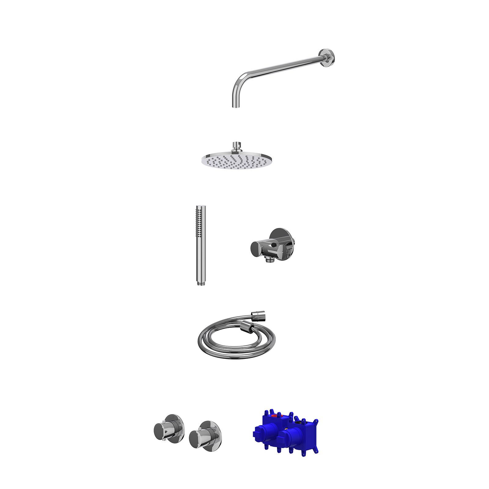 IVY Bond Regendoucheset inbouw symmetry 2-weg - 20cm medium - wandarm 40cm - verstelbare steun - staafhanddouche - Chroom