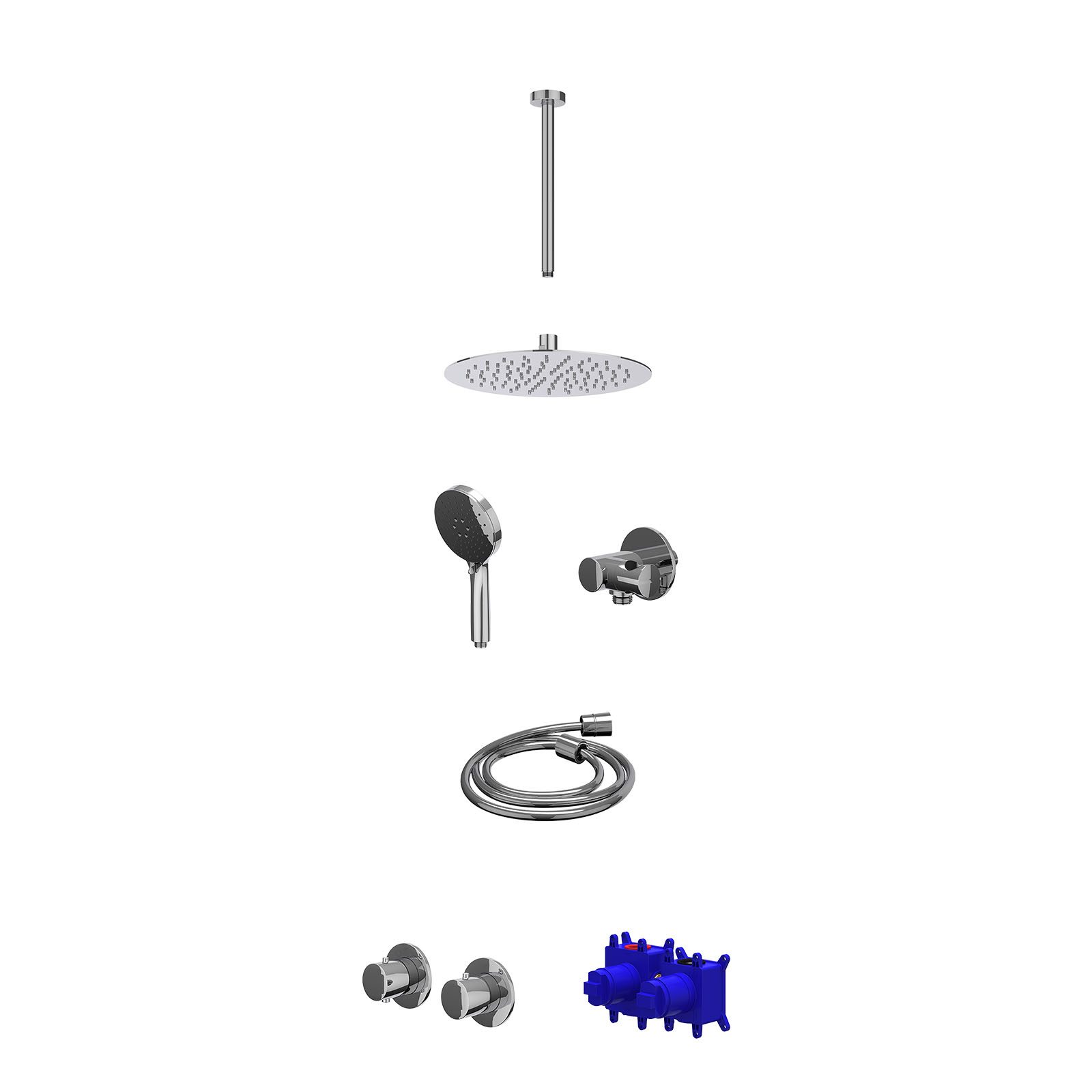 IVY Bond Regendoucheset inbouw symmetry 2-weg - 25cm slim - plafond 30cm - verstelbare steun - 3-standen - Chroom