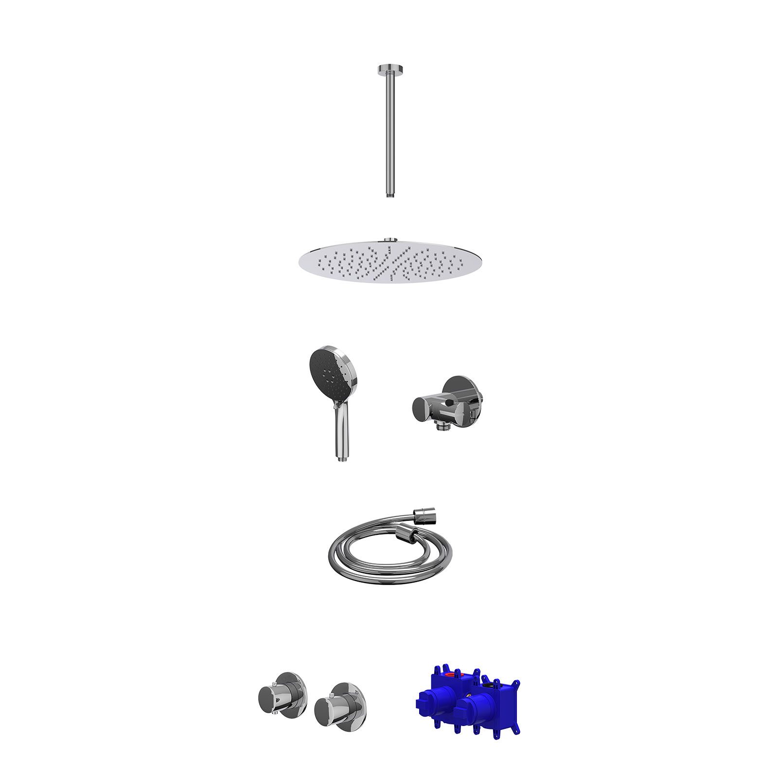 IVY Bond Regendoucheset inbouw symmetry 2-weg - 30cm slim - plafond 30cm - verstelbare steun - 3-standen - Chroom