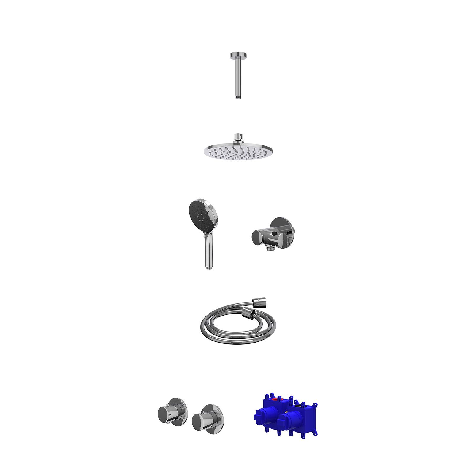 IVY Bond Regendoucheset inbouw symmetry 2-weg - 20cm medium - plafond 15cm - verstelbare steun - 3-standen - Chroom