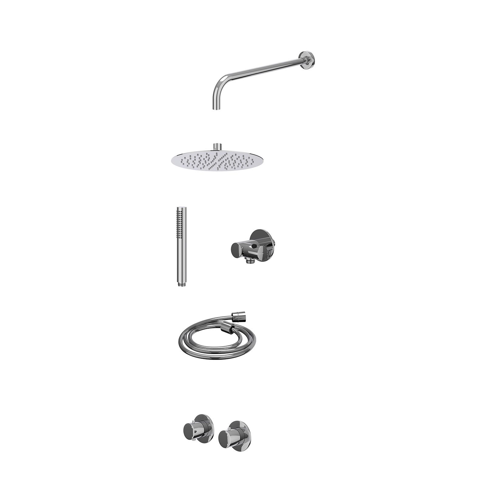 IVY Bond Regendoucheset inbouw symmetry 2-weg - 25cm slim - wandarm 40cm - verstelbare steun - staafhanddouche - excl. inbouwbox - Chroom