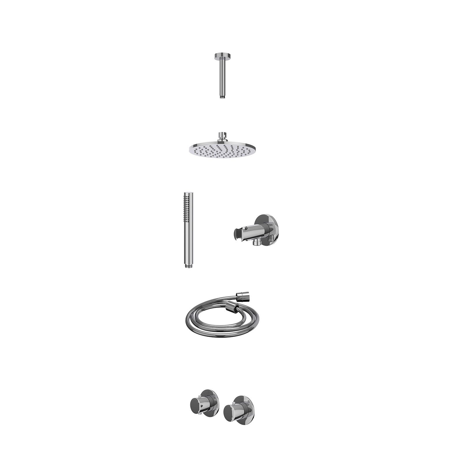 IVY Bond Regendoucheset inbouw symmetry 2-weg - 20cm medium - plafond 15cm - wandhouder - staafhanddouche - excl. inbouwbox - Chroom