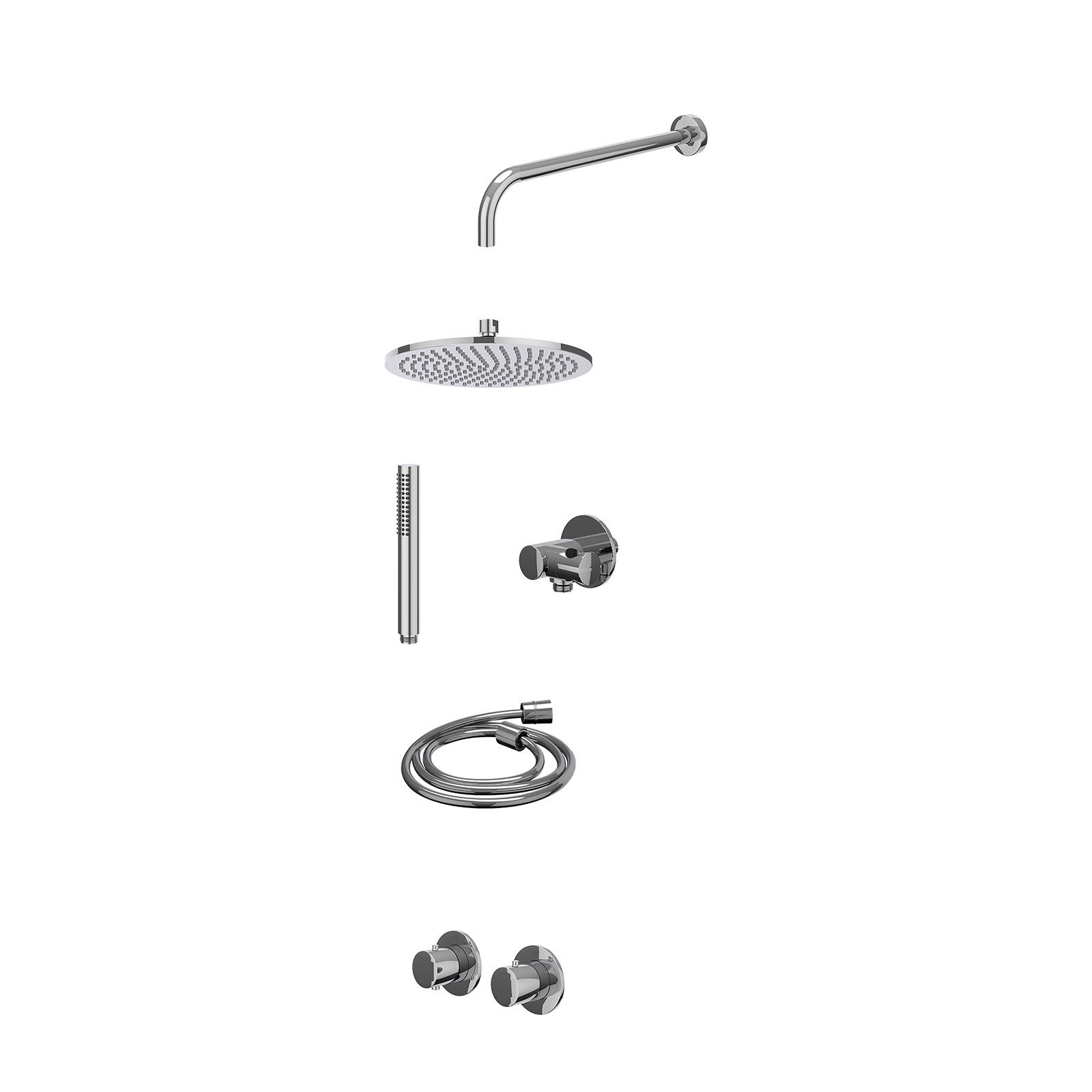 IVY Bond Regendoucheset inbouw symmetry 2-weg - 25cm medium - wandarm 40cm - verstelbare steun - staafhanddouche - excl. inbouwbox - Chroom