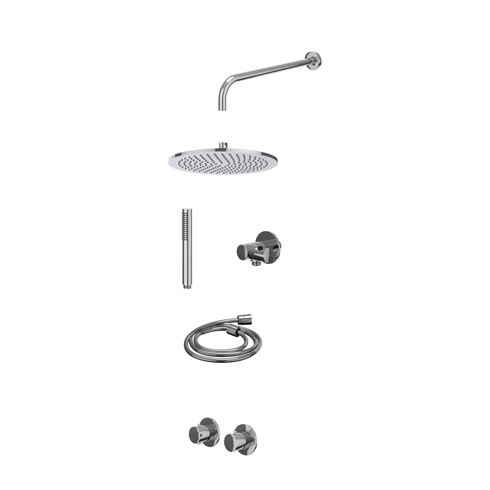 IVY Bond Regendoucheset inbouw symmetry 2-weg - 30cm medium - wandarm 40cm - verstelbare steun - staafhanddouche - excl. inbouwbox - Chroom