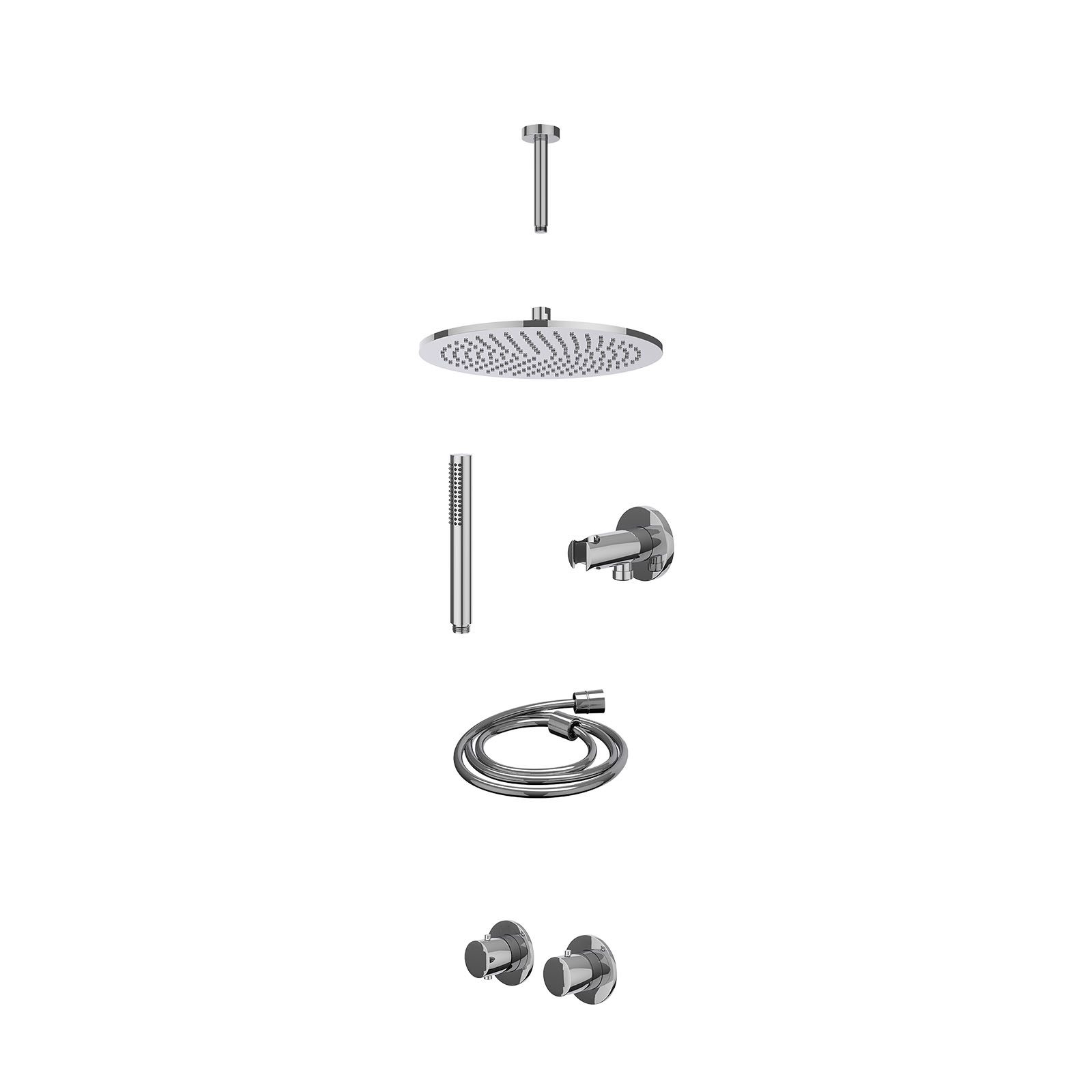 IVY Bond Regendoucheset inbouw symmetry 2-weg - 30cm medium - plafond 15cm - wandhouder - staafhanddouche - excl. inbouwbox - Chroom