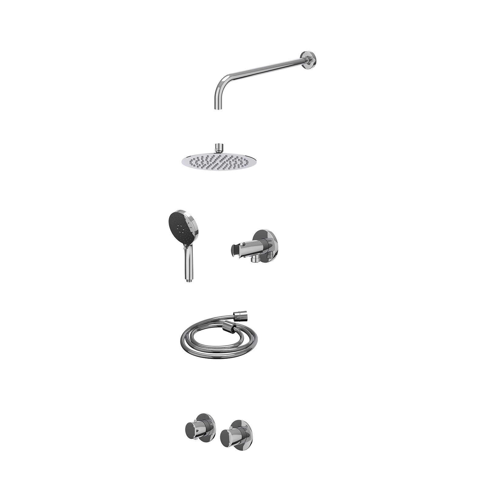 IVY Bond Regendoucheset inbouw symmetry 2-weg - 20cm slim - wandarm 40cm - wandhouder - 3-standen - excl. inbouwbox - Chroom