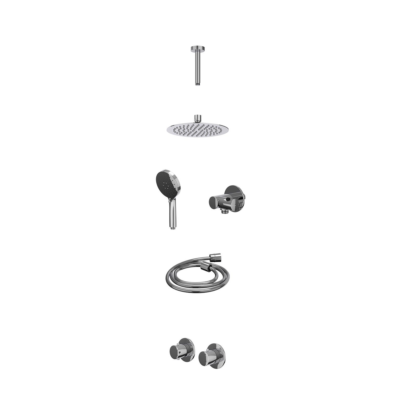 IVY Bond Regendoucheset inbouw symmetry 2-weg - 20cm slim - plafond 15cm - verstelbare steun - 3-standen - excl. inbouwbox - Chroom