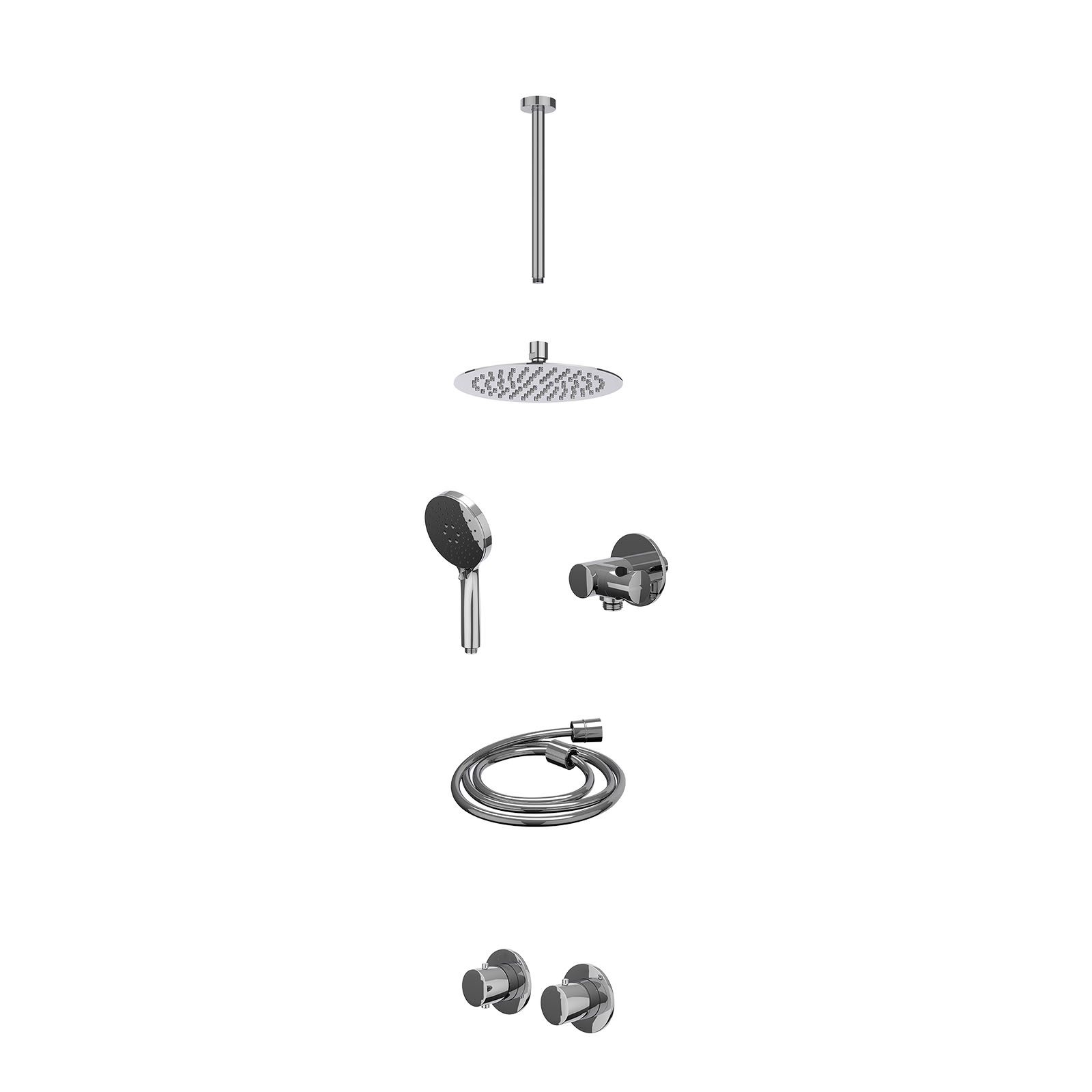 IVY Bond Regendoucheset inbouw symmetry 2-weg - 20cm slim - plafond 30cm - verstelbare steun - 3-standen - excl. inbouwbox - Chroom