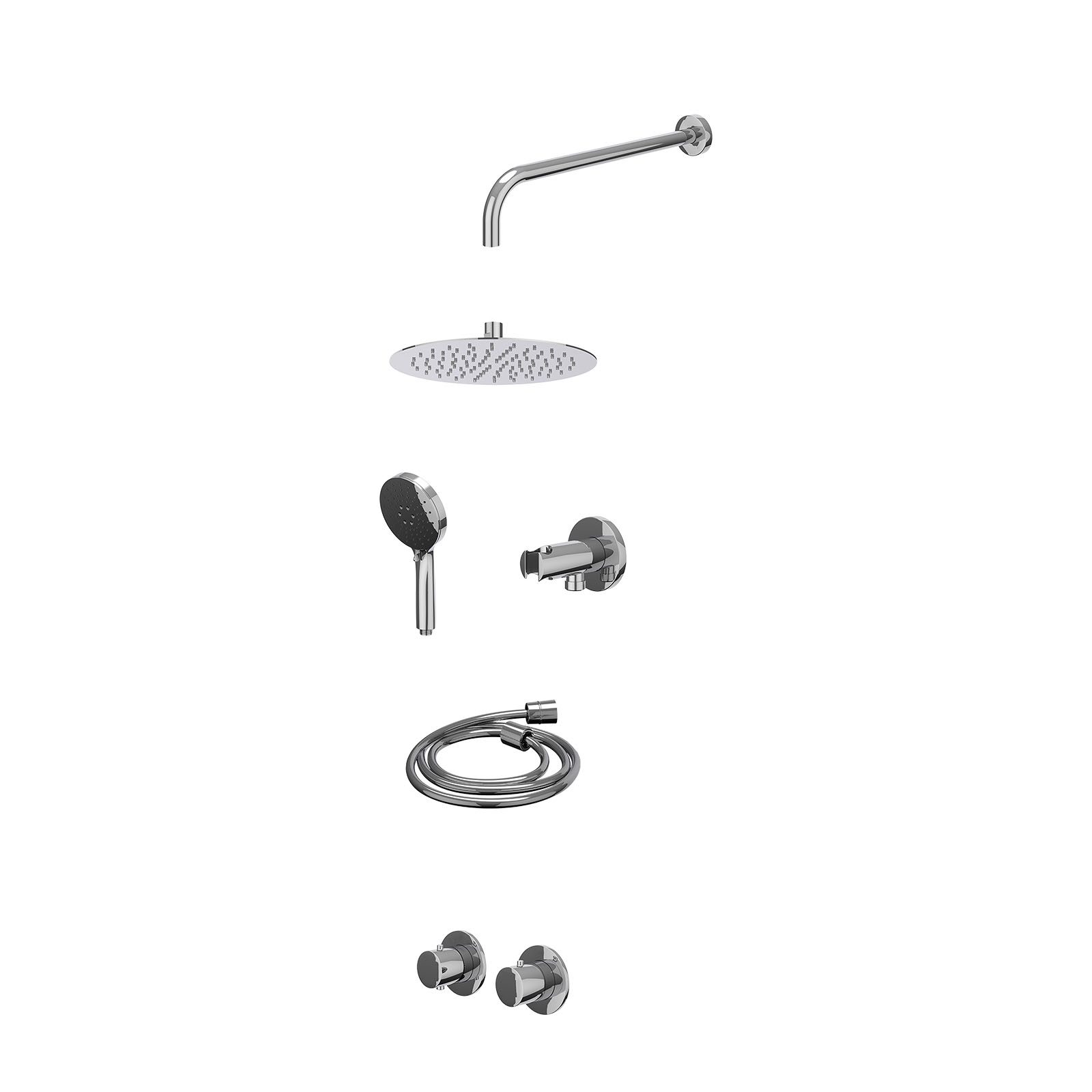IVY Bond Regendoucheset inbouw symmetry 2-weg - 25cm slim - wandarm 40cm - wandhouder - 3-standen - excl. inbouwbox - Chroom