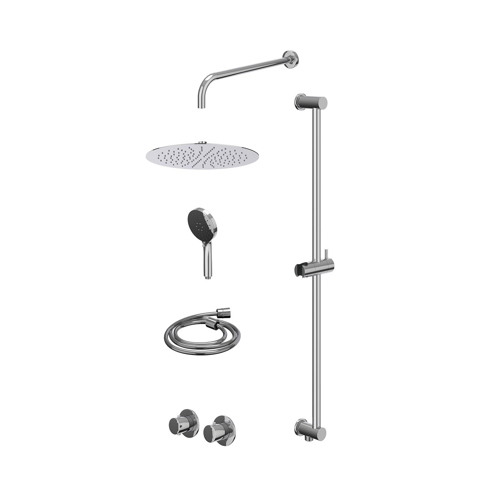 IVY Bond Regendoucheset inbouw symmetry 2-weg - 30cm slim - wandarm 40cm - glijstang - 3-standen - excl. inbouwbox - Chroom