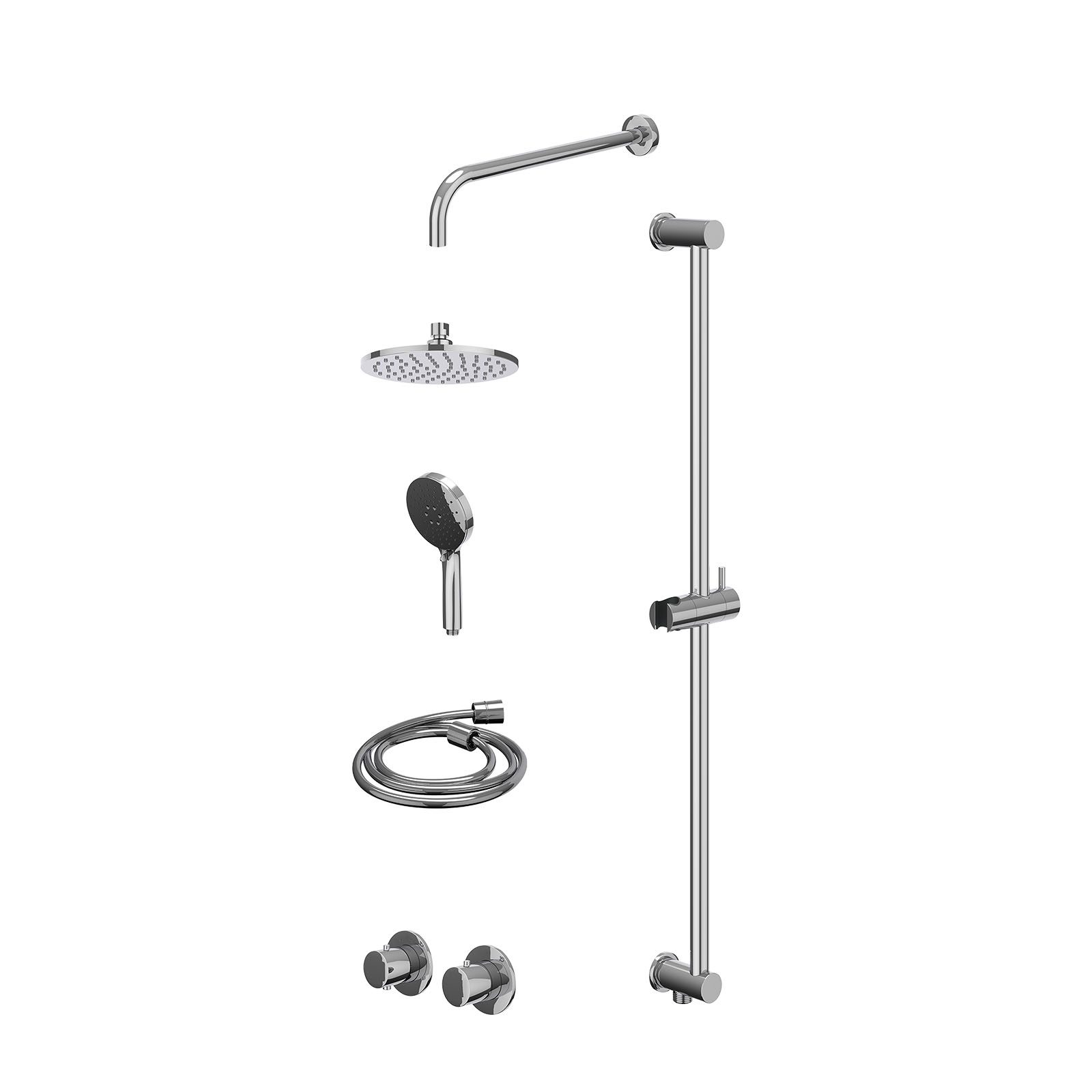 IVY Bond Regendoucheset inbouw symmetry 2-weg - 20cm medium - wandarm 40cm - glijstang - 3-standen - excl. inbouwbox - Chroom