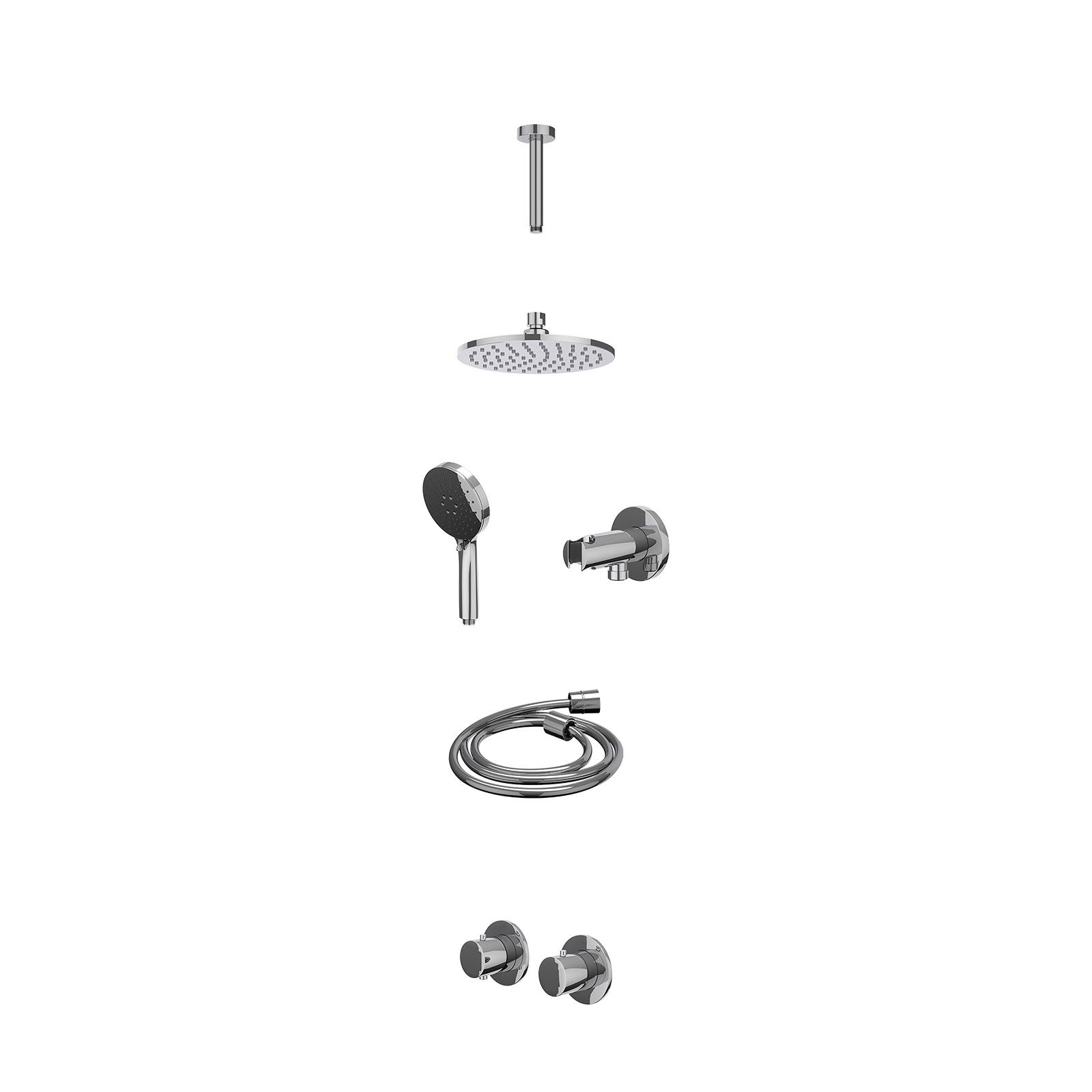 IVY Bond Regendoucheset inbouw symmetry 2-weg - 20cm medium - plafond 15cm - wandhouder - 3-standen - excl. inbouwbox - Chroom
