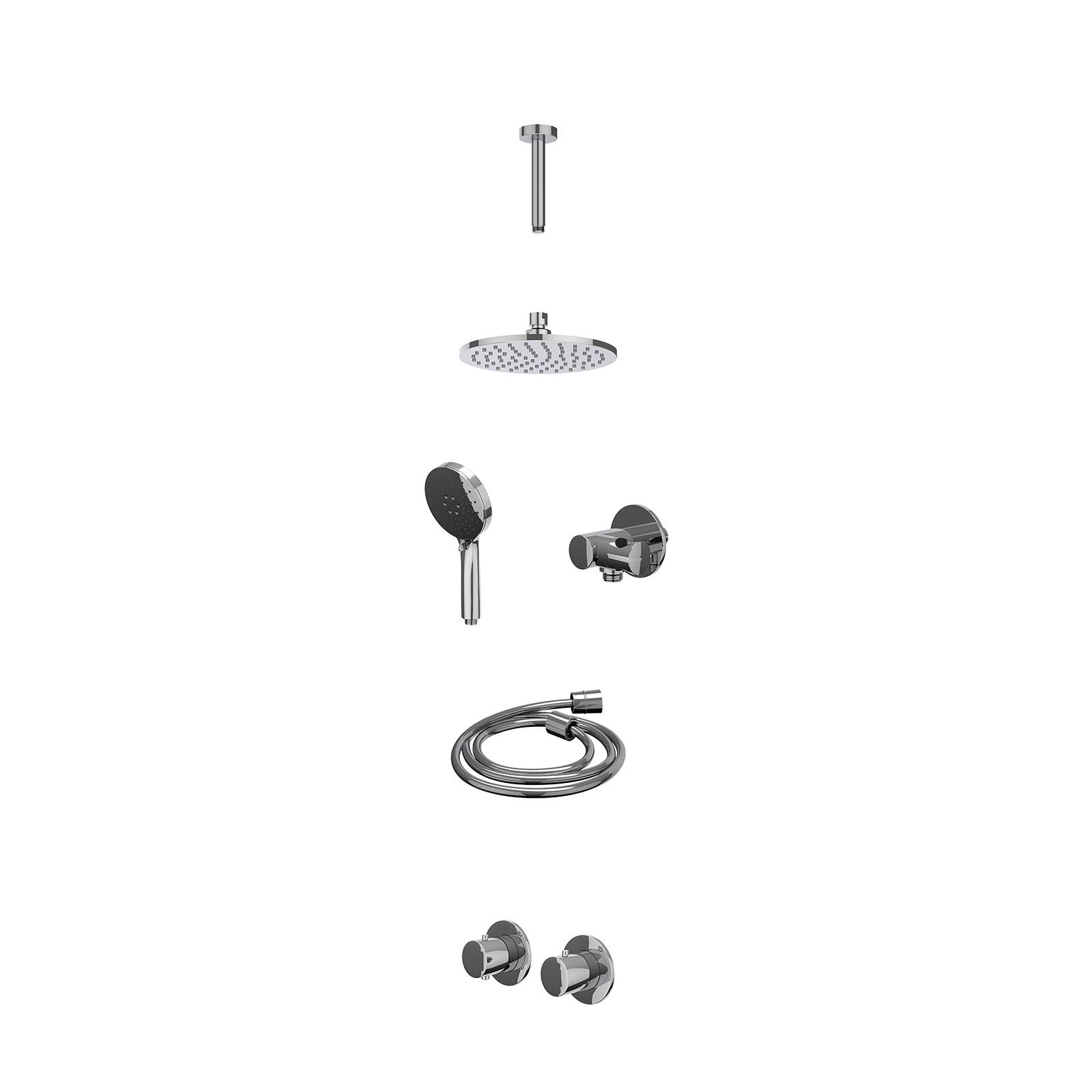 IVY Bond Regendoucheset inbouw symmetry 2-weg - 20cm medium - plafond 15cm - verstelbare steun - 3-standen - excl. inbouwbox - Chroom