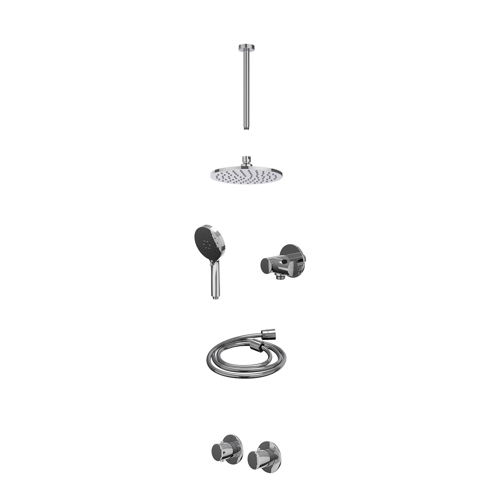 IVY Bond Regendoucheset inbouw symmetry 2-weg - 20cm medium - plafond 30cm - verstelbare steun - 3-standen - excl. inbouwbox - Chroom