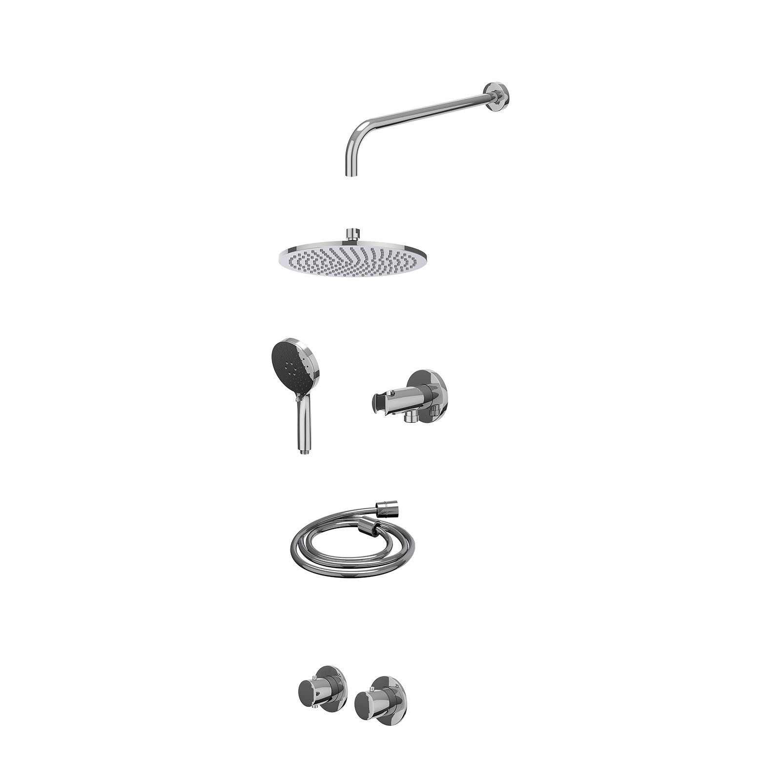 IVY Bond Regendoucheset inbouw symmetry 2-weg - 25cm medium - wandarm 40cm - wandhouder - 3-standen - excl. inbouwbox - Chroom