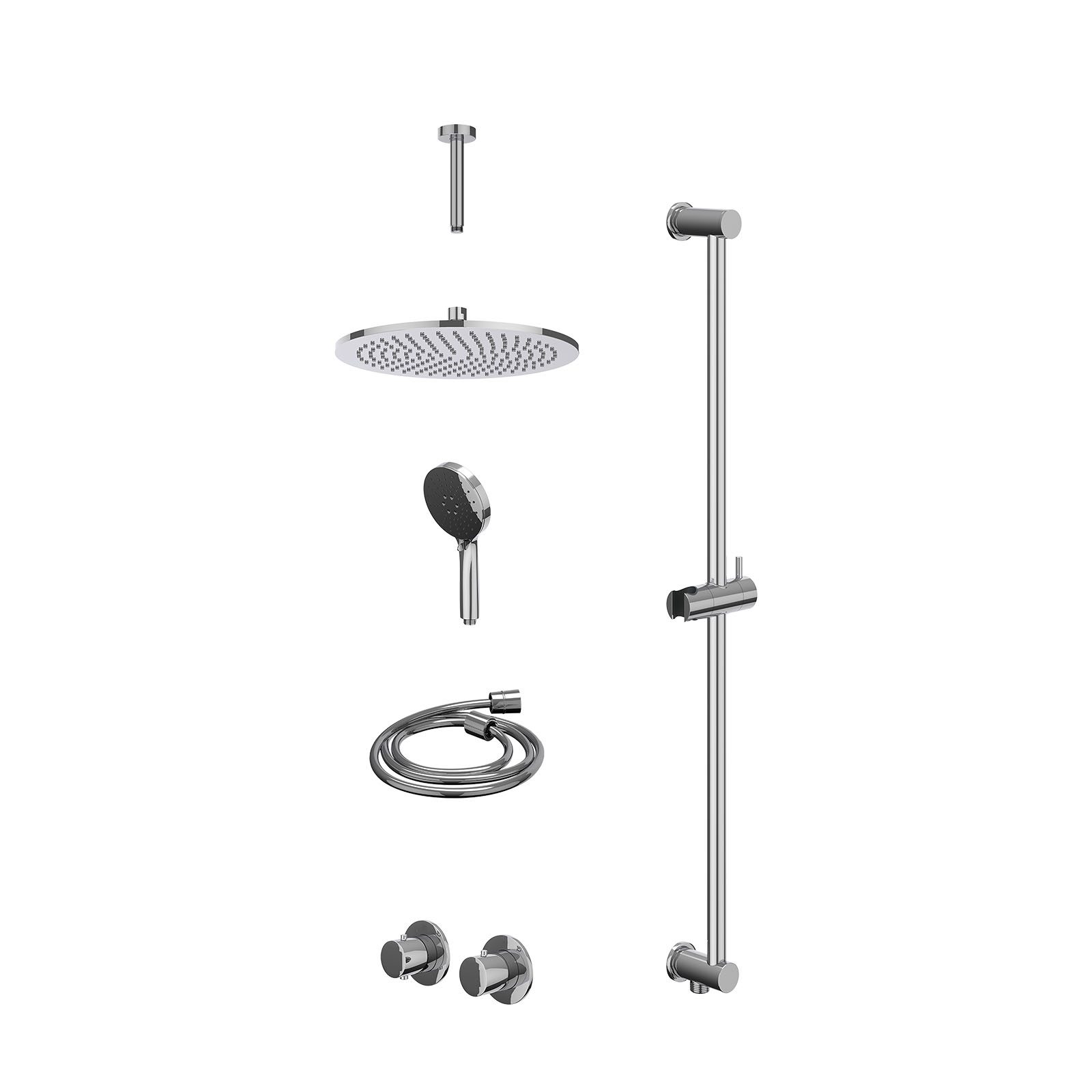 IVY Bond Regendoucheset inbouw symmetry 2-weg - 30cm medium - plafond 15cm - glijstang - 3-standen - excl. inbouwbox - Chroom