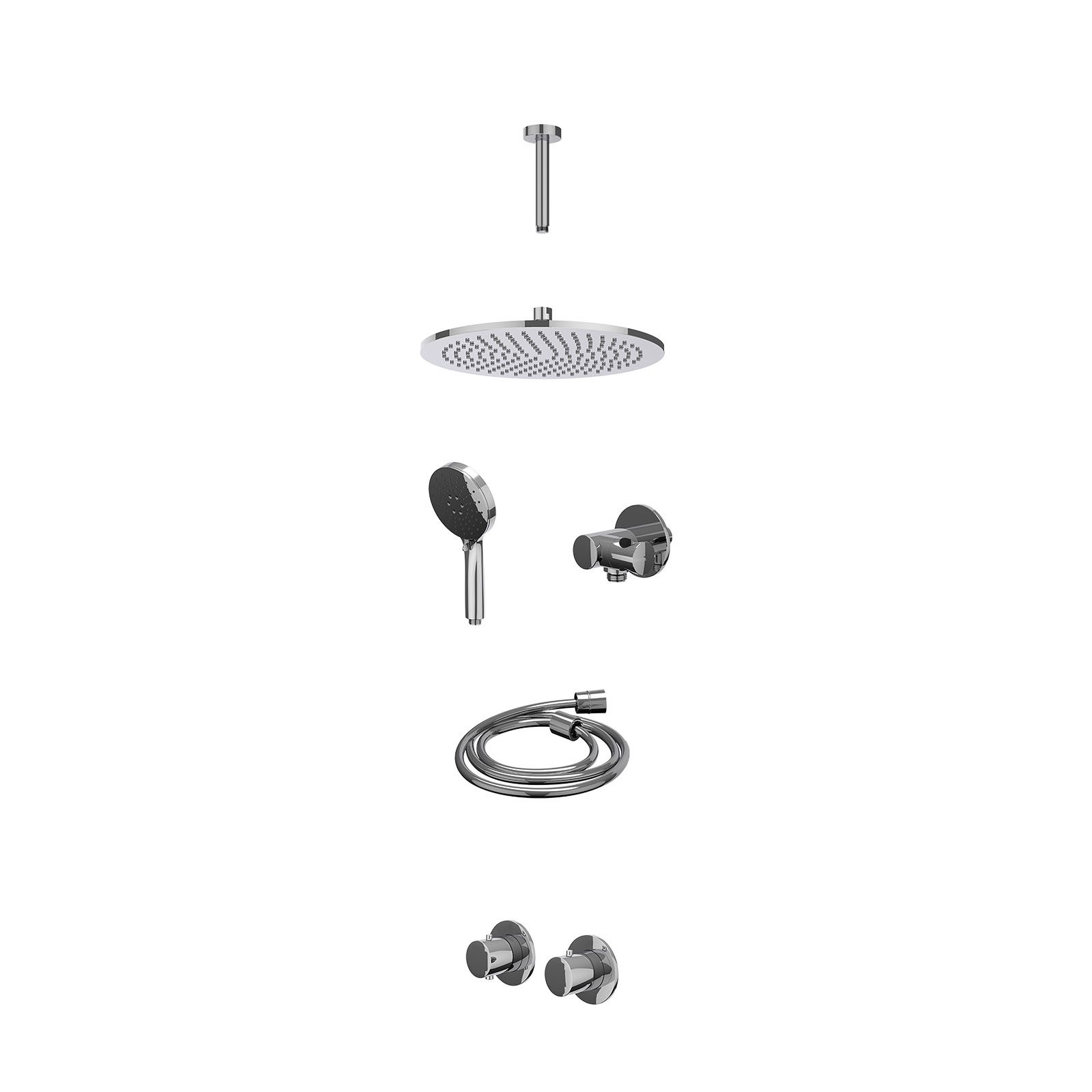 IVY Bond Regendoucheset inbouw symmetry 2-weg - 30cm medium - plafond 15cm - verstelbare steun - 3-standen - excl. inbouwbox - Chroom