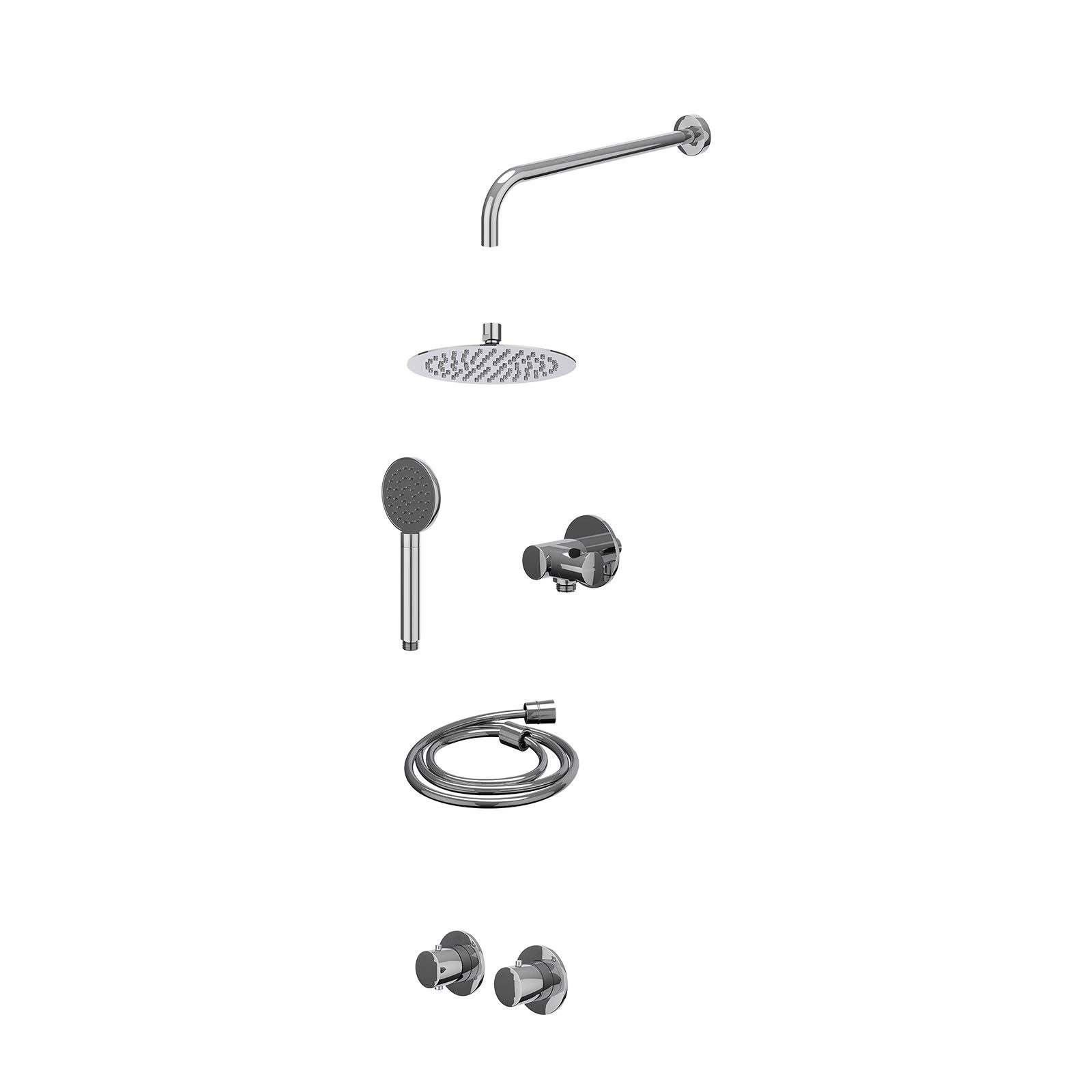 IVY Bond Regendoucheset inbouw symmetry 2-weg - 20cm slim - wandarm 40cm - verstelbare steun - satin spray - excl. inbouwbox - Chroom