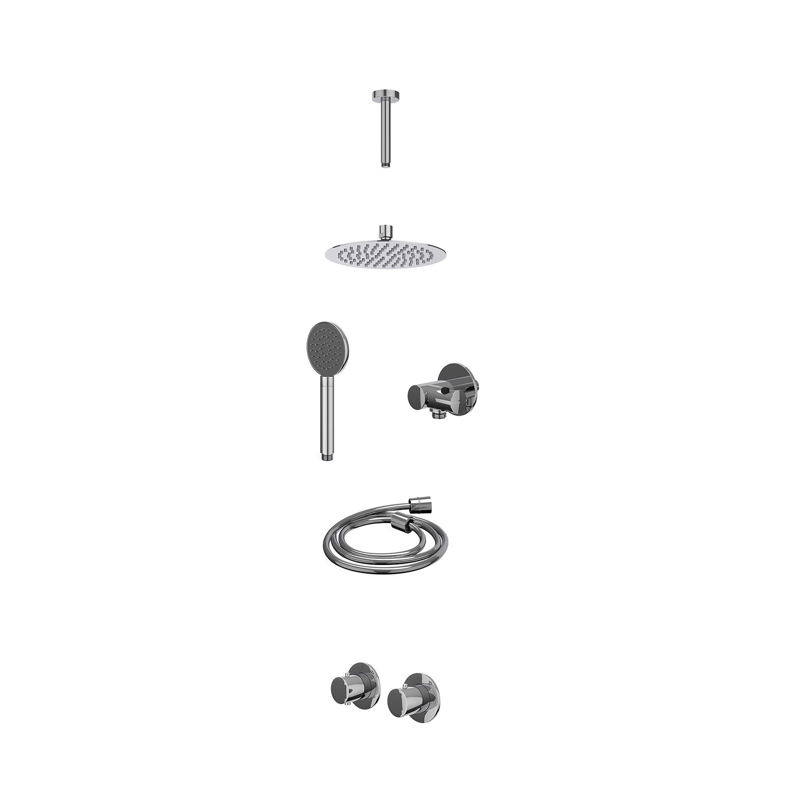 IVY Bond Regendoucheset inbouw symmetry 2-weg - 20cm slim - plafond 15cm - verstelbare steun - satin spray - excl. inbouwbox - Chroom