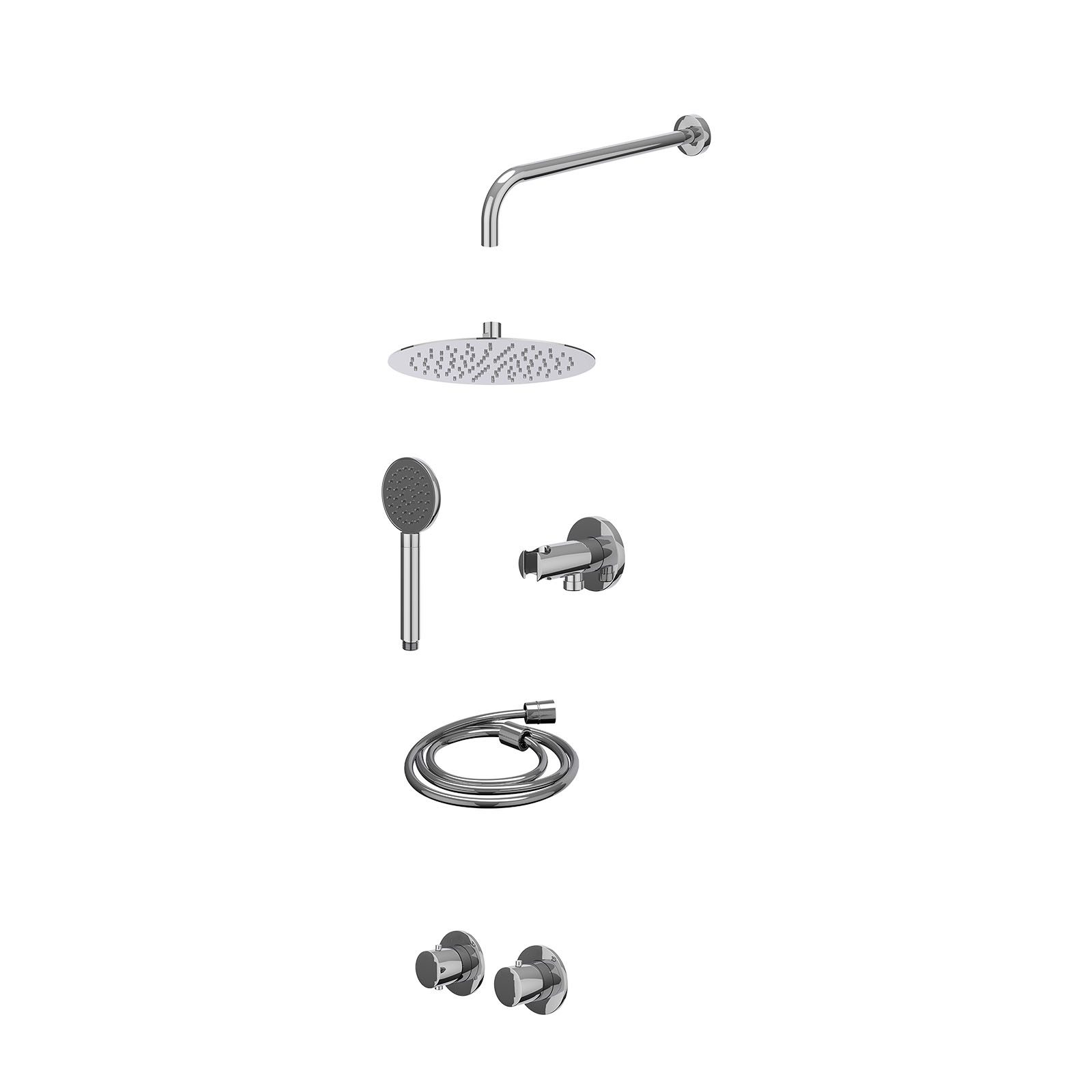 IVY Bond Regendoucheset inbouw symmetry 2-weg - 25cm slim - wandarm 40cm - wandhouder - satin spray - excl. inbouwbox - Chroom