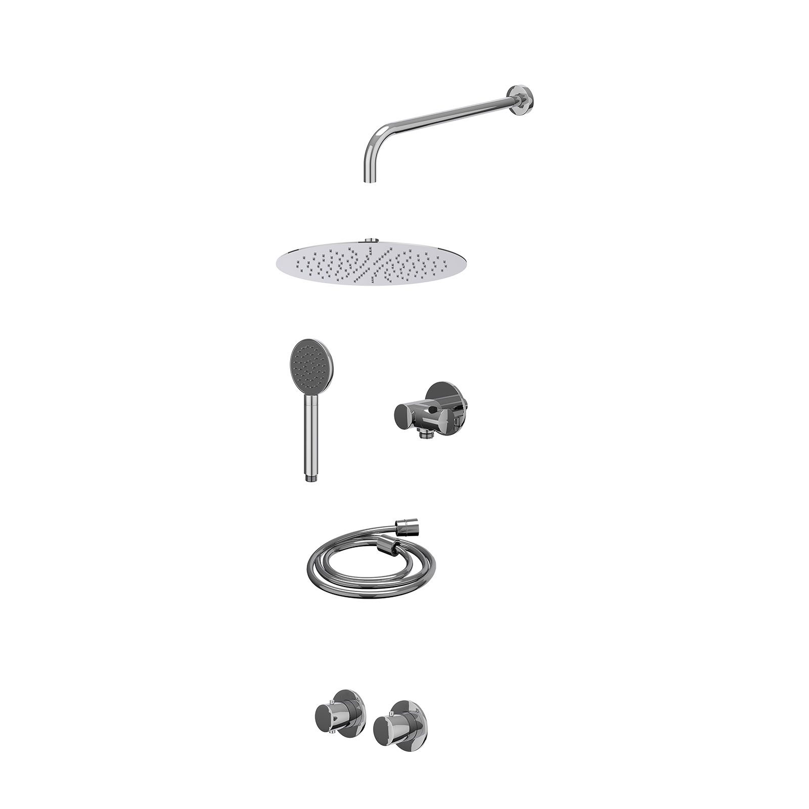 IVY Bond Regendoucheset inbouw symmetry 2-weg - 30cm slim - wandarm 40cm - verstelbare steun - satin spray - excl. inbouwbox - Chroom