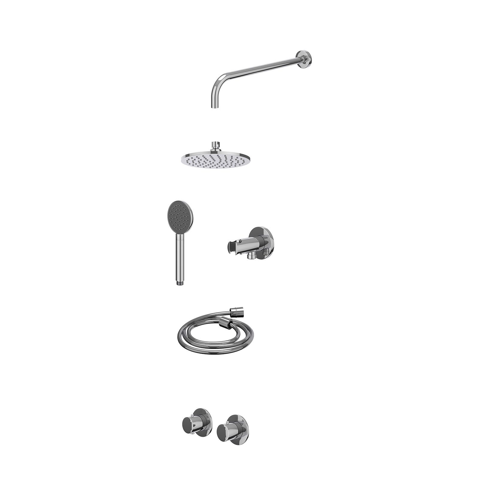 IVY Bond Regendoucheset inbouw symmetry 2-weg - 20cm medium - wandarm 40cm - wandhouder - satin spray - excl. inbouwbox - Chroom