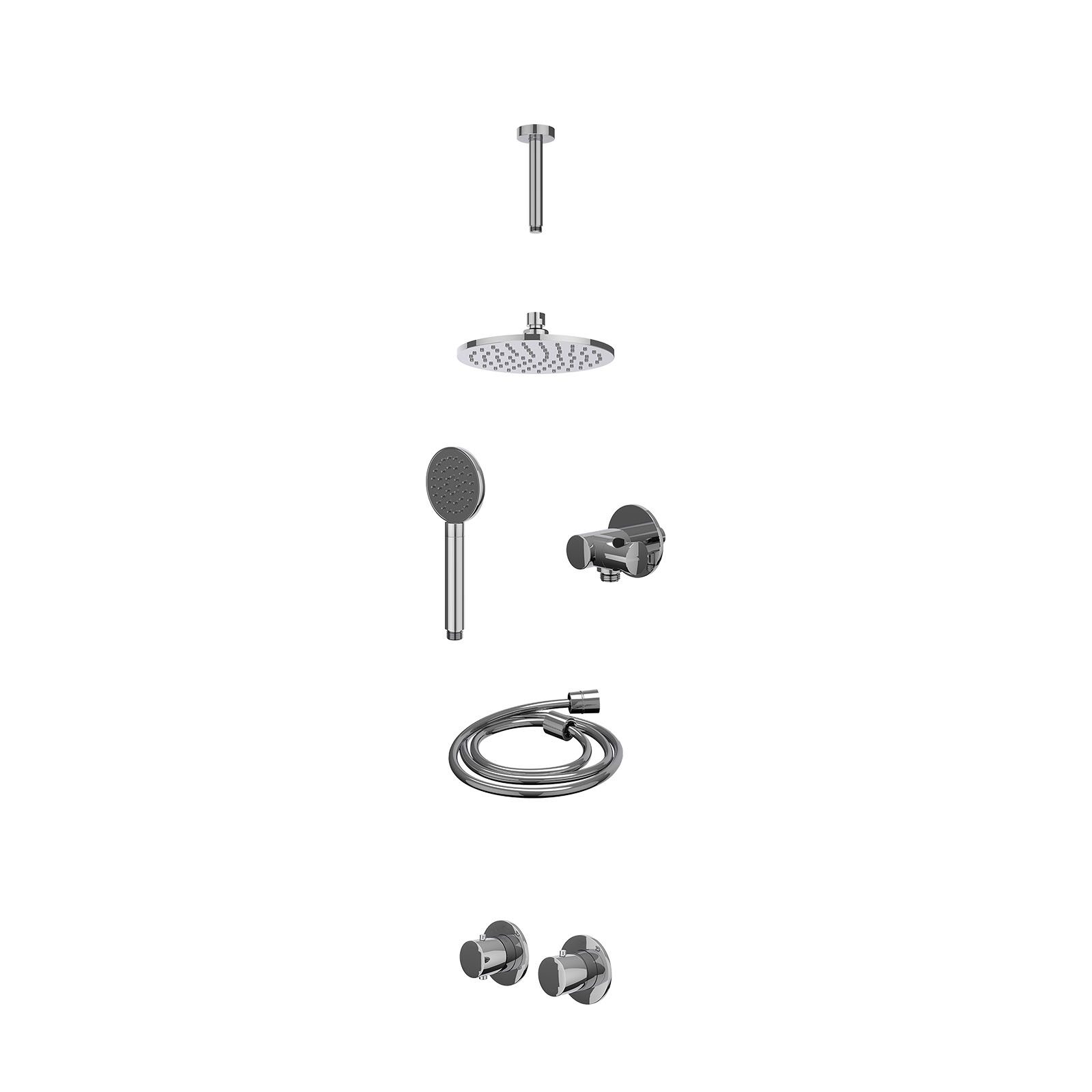 IVY Bond Regendoucheset inbouw symmetry 2-weg - 20cm medium - plafond 15cm - verstelbare steun - satin spray - excl. inbouwbox - Chroom
