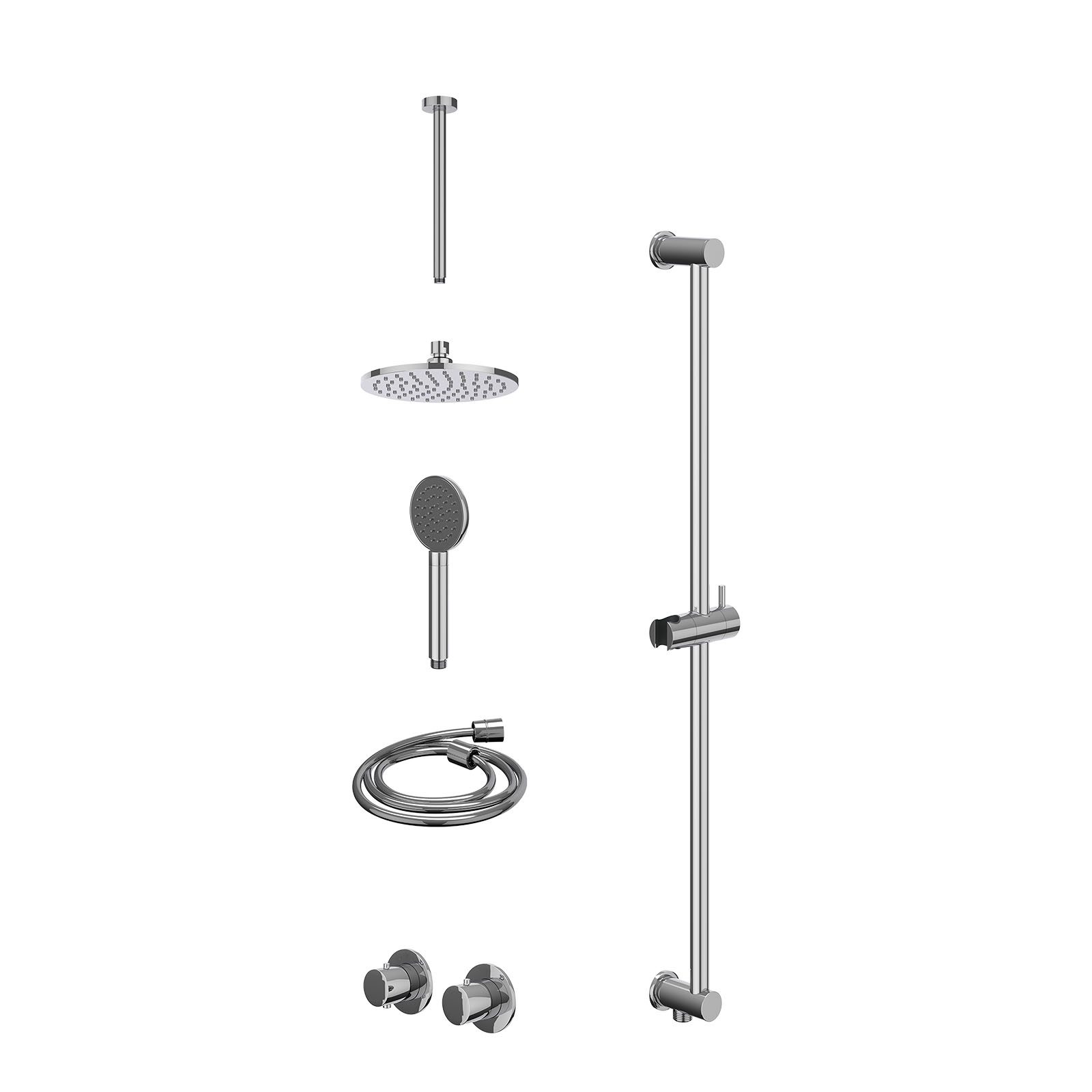 IVY Bond Regendoucheset inbouw symmetry 2-weg - 20cm medium - plafond 30cm - glijstang - satin spray - excl. inbouwbox - Chroom