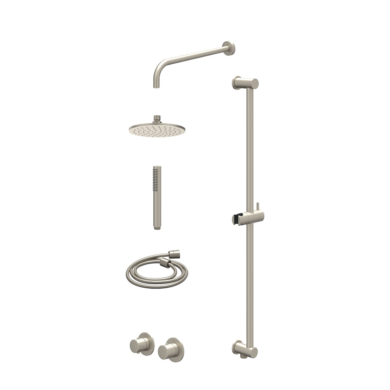 IVY Bond Regendoucheset inbouw symmetry 2-weg - 20cm medium - wandarm 40cm - glijstang - staafhanddouche - excl. inbouwbox - Geborsteld nickel