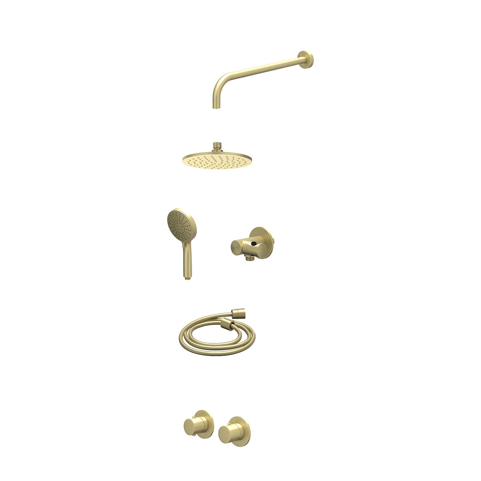 IVY Bond Regendoucheset inbouw symmetry 2-weg - 20cm medium - wandarm 40cm - verstelbare steun - 3-standen - excl. inbouwbox - Geborsteld mat goud