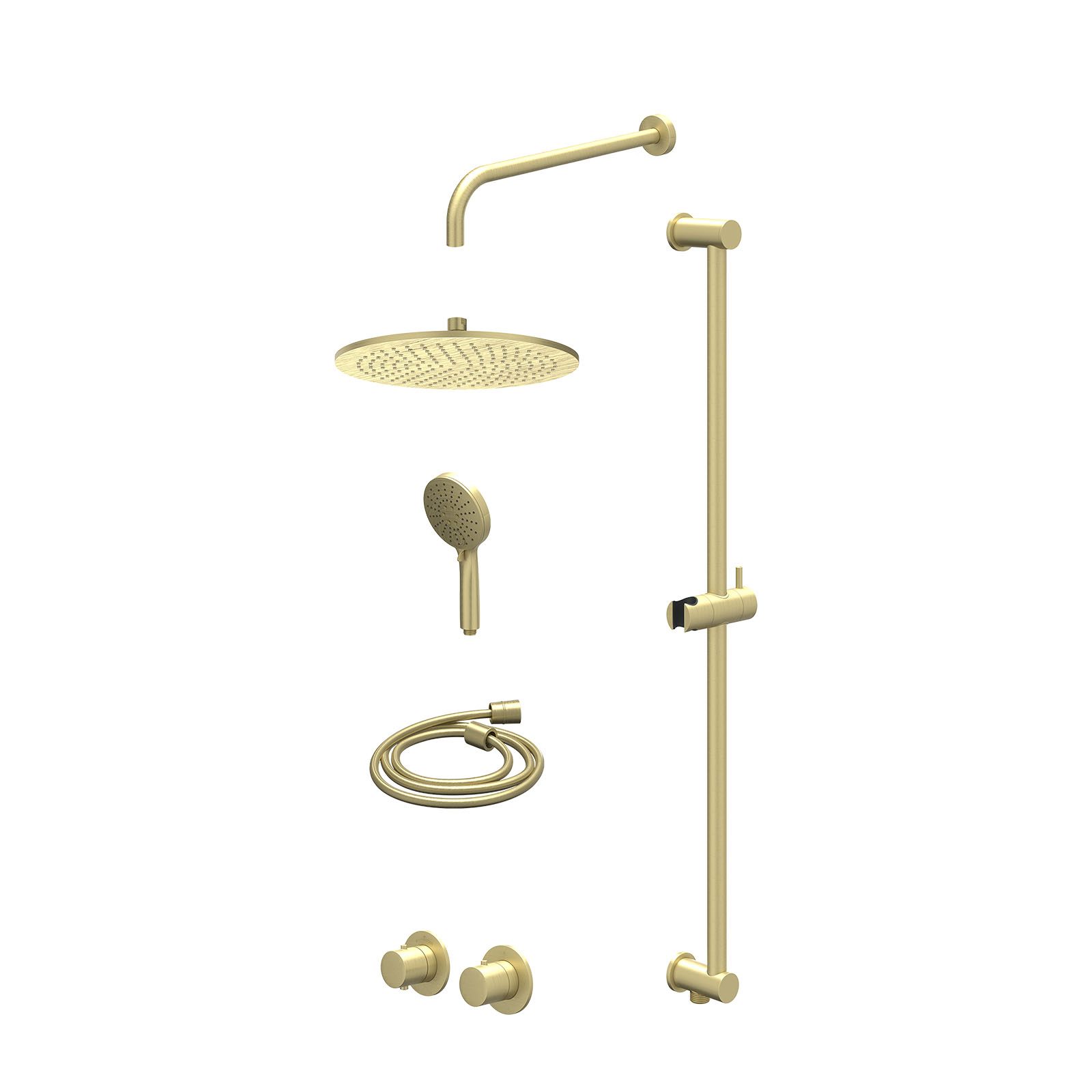 IVY Bond Regendoucheset inbouw symmetry 2-weg - 30cm medium - wandarm 40cm - glijstang - 3-standen - excl. inbouwbox - Geborsteld mat goud
