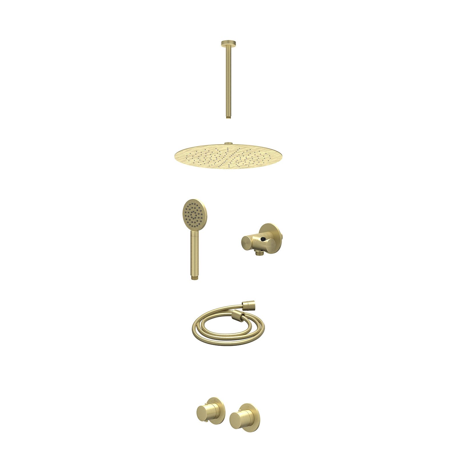 IVY Bond Regendoucheset inbouw symmetry 2-weg - 30cm slim - plafond 30cm - verstelbare steun - satin spray - excl. inbouwbox - Geborsteld mat goud