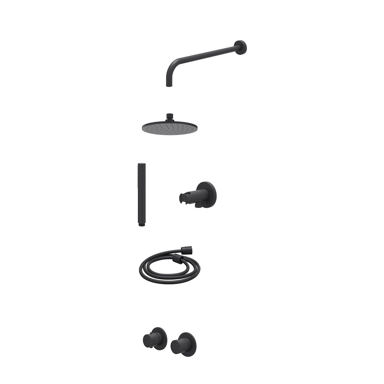 IVY Bond Regendoucheset inbouw symmetry 2-weg - 20cm medium - wandarm 40cm - wandhouder - staafhanddouche - excl. inbouwbox - Mat zwart