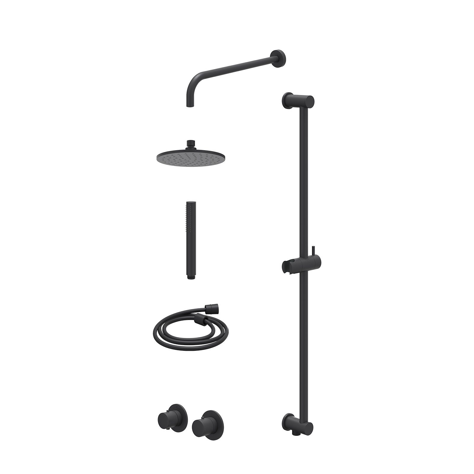 IVY Bond Regendoucheset inbouw symmetry 2-weg - 20cm medium - wandarm 40cm - glijstang - staafhanddouche - excl. inbouwbox - Mat zwart