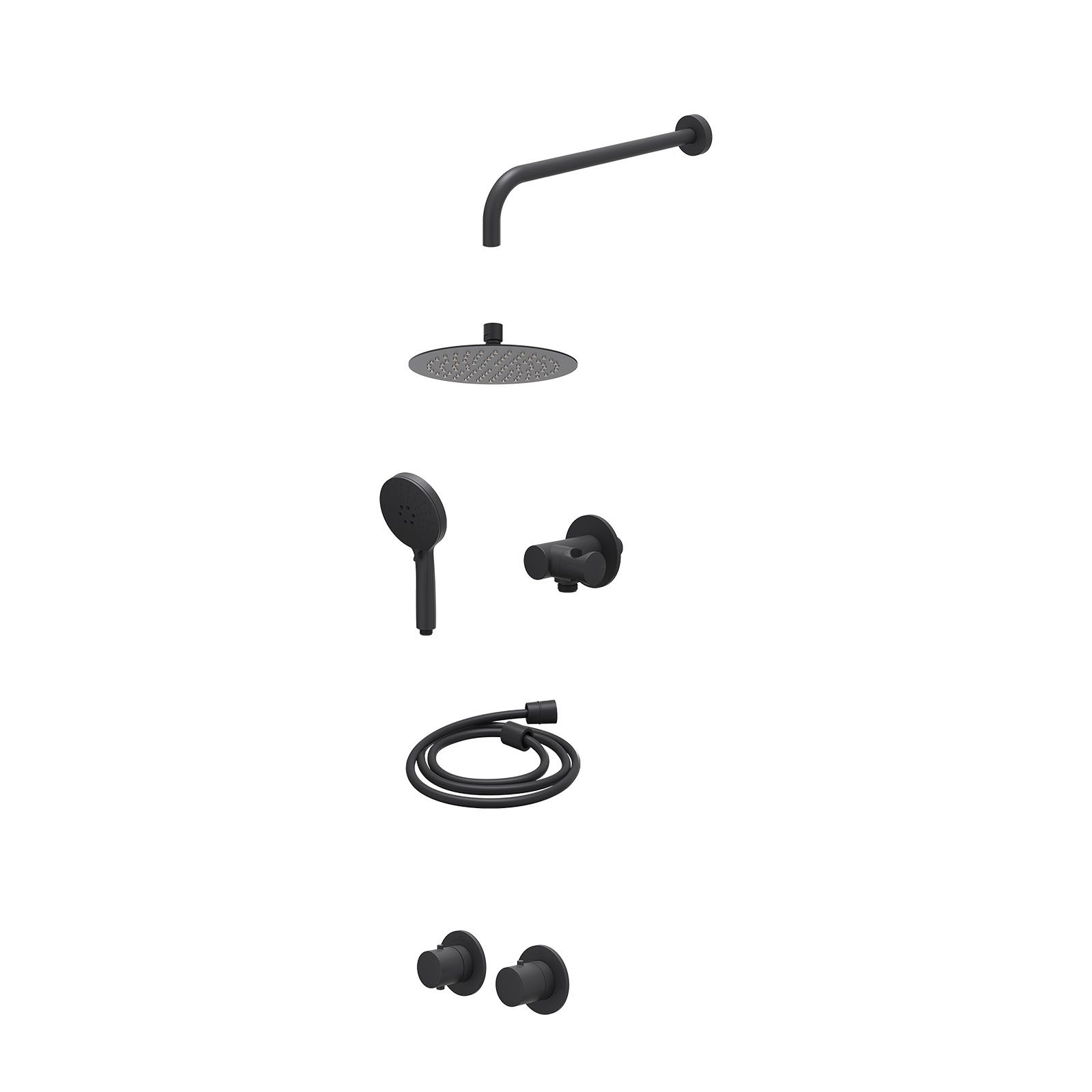 IVY Bond Regendoucheset inbouw symmetry 2-weg - 20cm slim - wandarm 40cm - verstelbare steun - 3-standen - excl. inbouwbox - Mat zwart