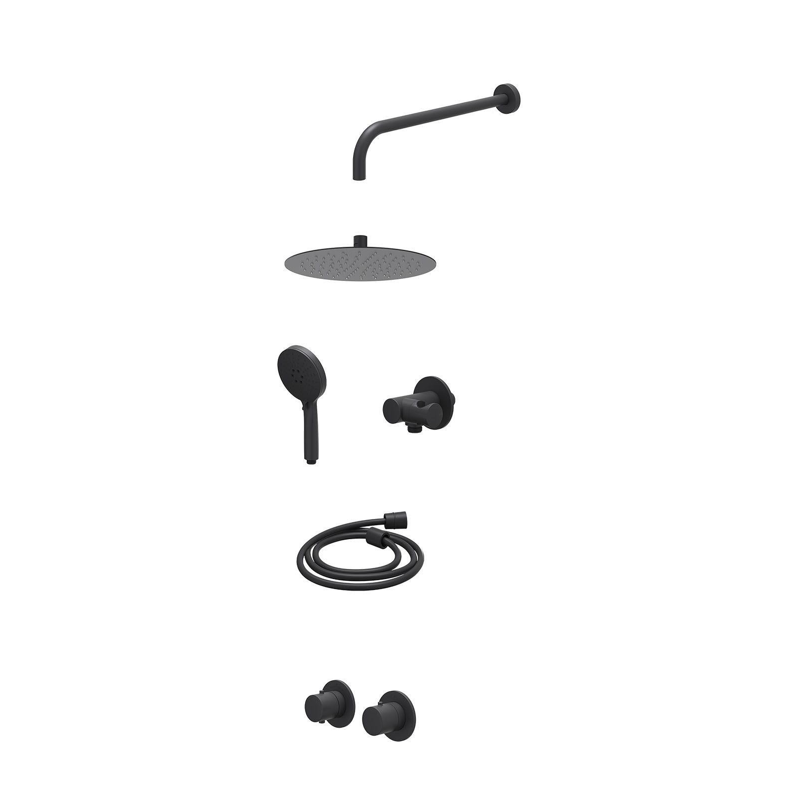 IVY Bond Regendoucheset inbouw symmetry 2-weg - 25cm slim - wandarm 40cm - verstelbare steun - 3-standen - excl. inbouwbox - Mat zwart