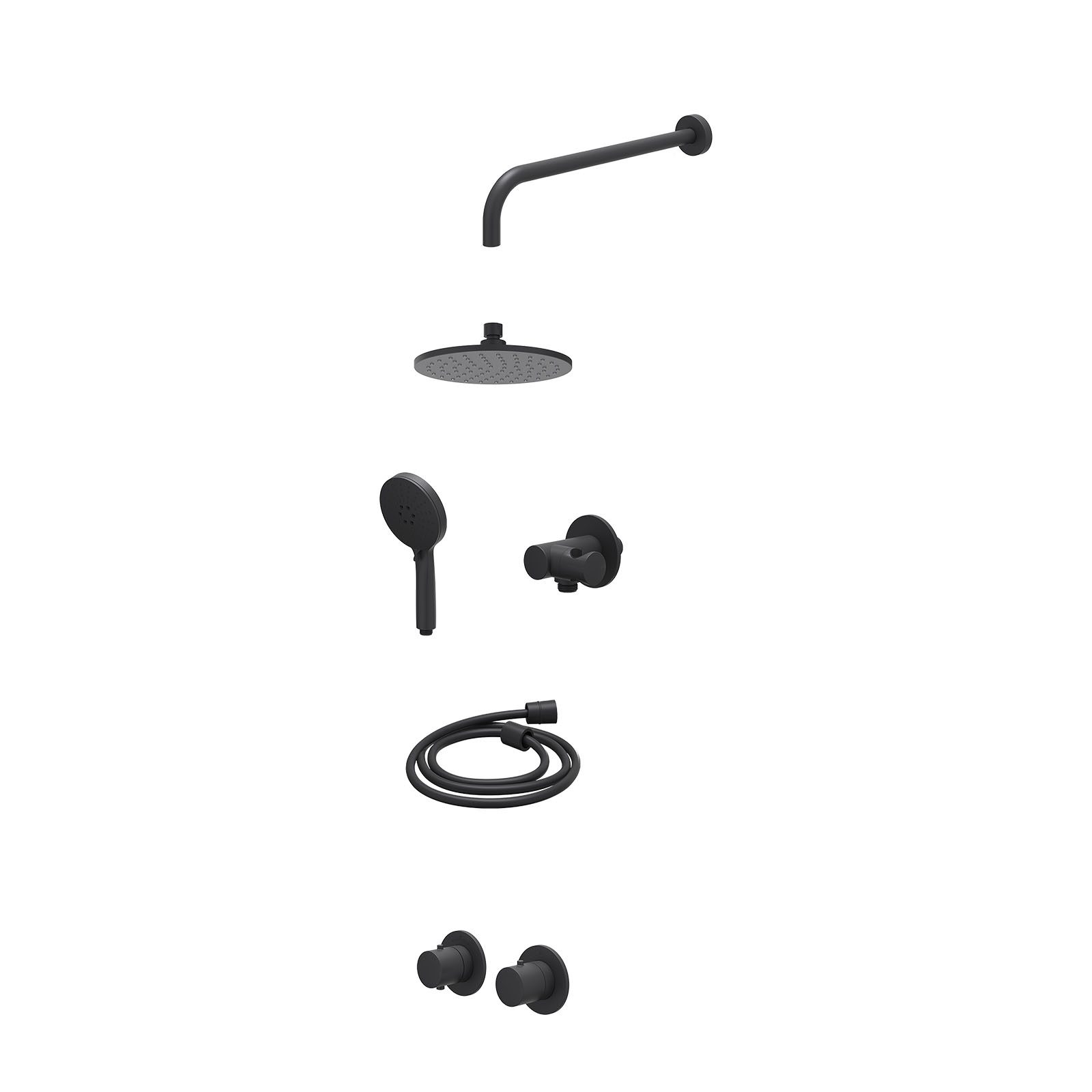 IVY Bond Regendoucheset inbouw symmetry 2-weg - 20cm medium - wandarm 40cm - verstelbare steun - 3-standen - excl. inbouwbox - Mat zwart