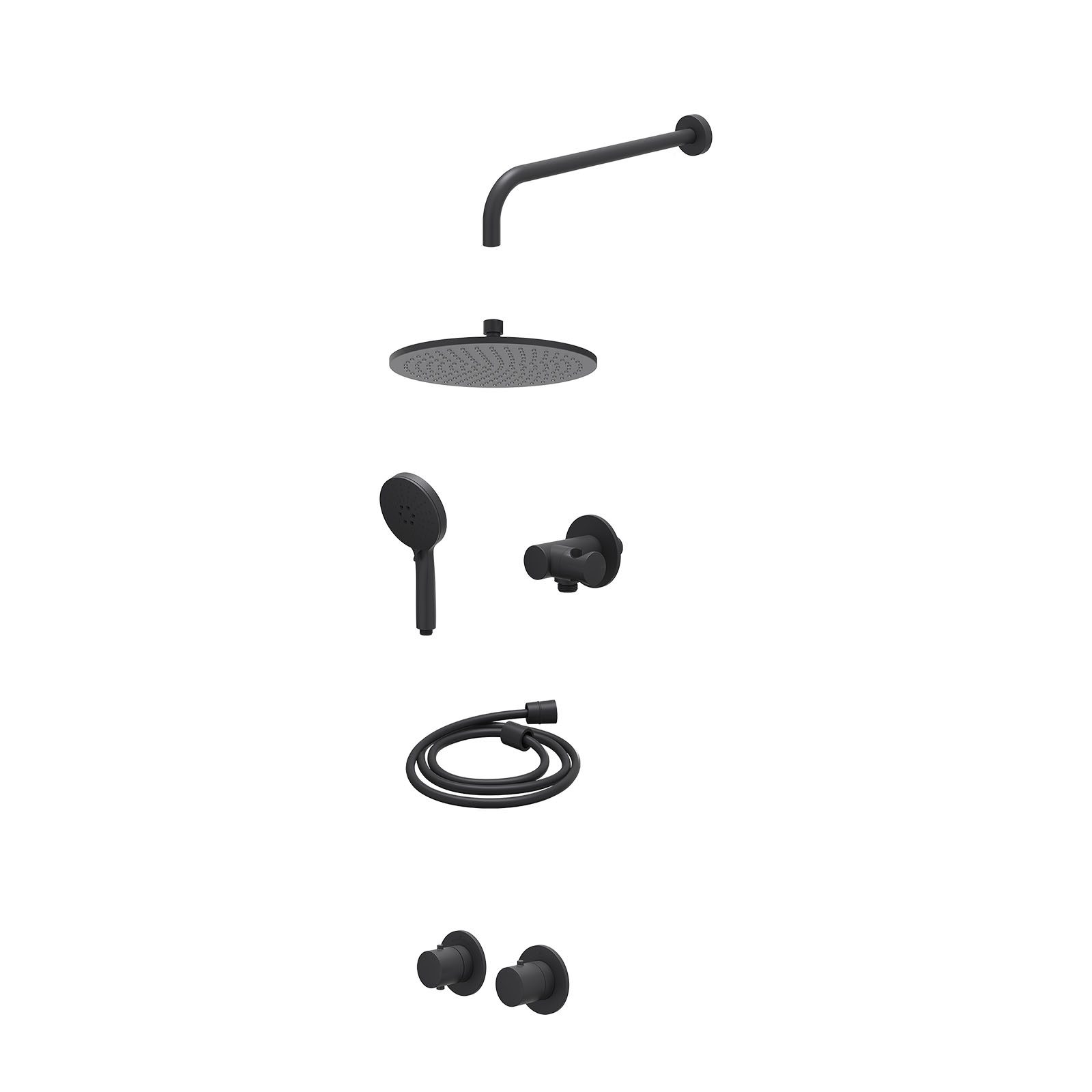 IVY Bond Regendoucheset inbouw symmetry 2-weg - 25cm medium - wandarm 40cm - verstelbare steun - 3-standen - excl. inbouwbox - Mat zwart