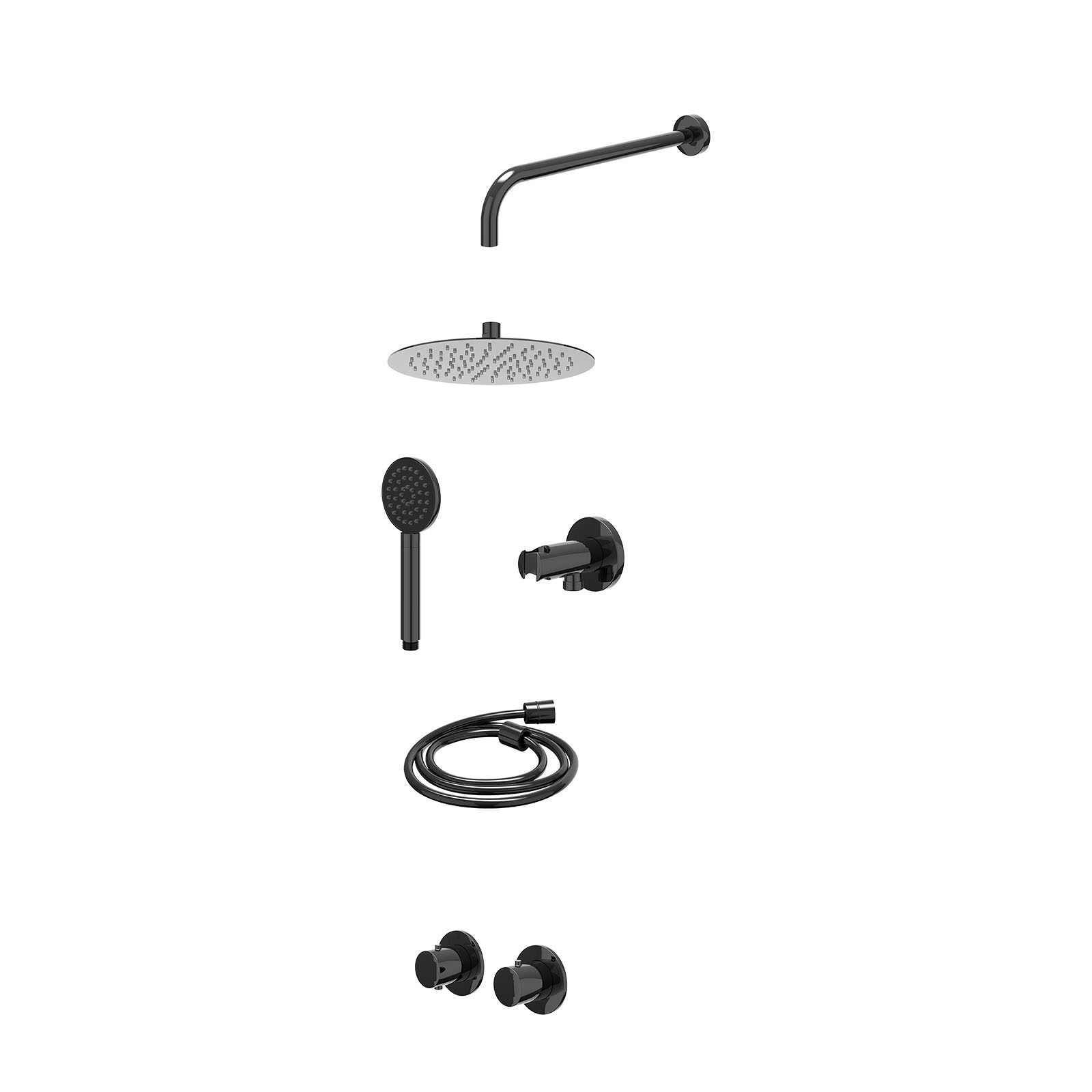 IVY Bond Regendoucheset inbouw symmetry 2-weg - 25cm slim - wandarm 40cm - wandhouder - satin spray - excl. inbouwbox - Zwart chroom