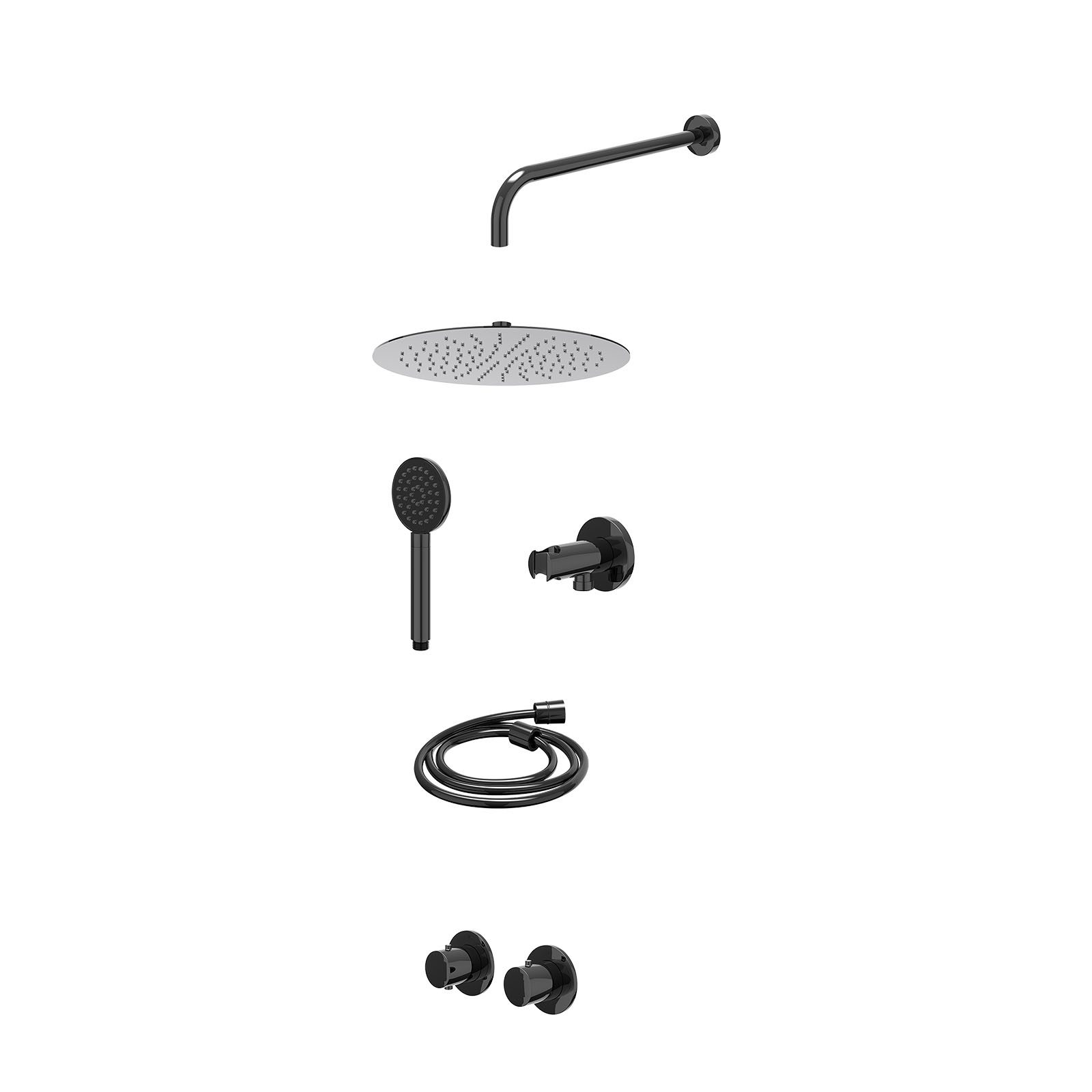 IVY Bond Regendoucheset inbouw symmetry 2-weg - 30cm slim - wandarm 40cm - wandhouder - satin spray - excl. inbouwbox - Zwart chroom