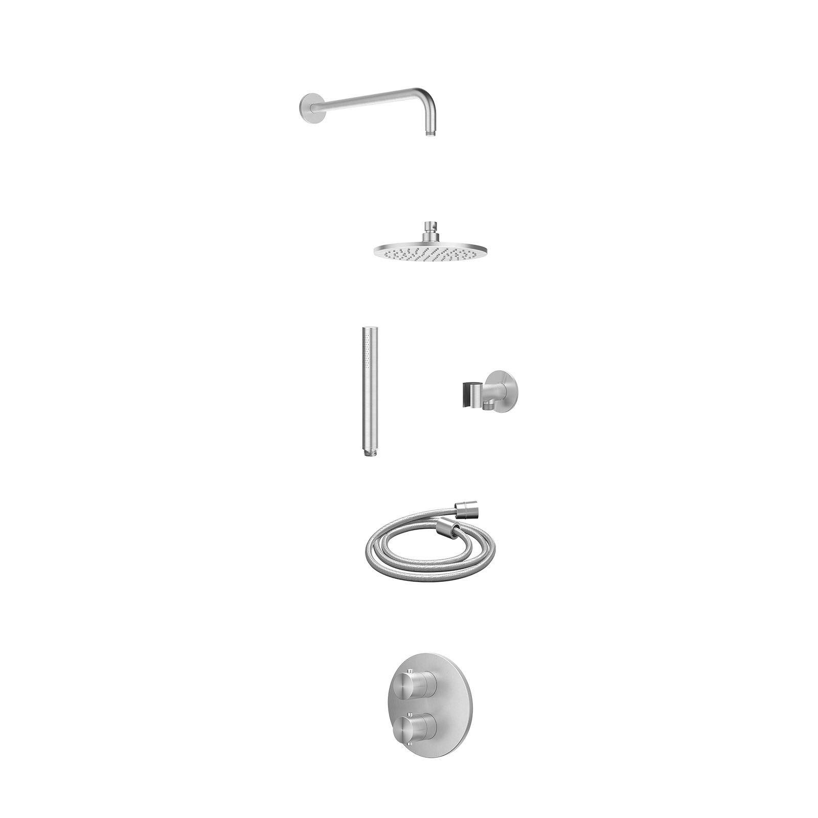 IVY Concord Regendoucheset inbouw 2-weg RVS316 - 20cm medium - wandarm - glijstang - staafhanddouche - excl. inbouwbox - RVS geborsteld