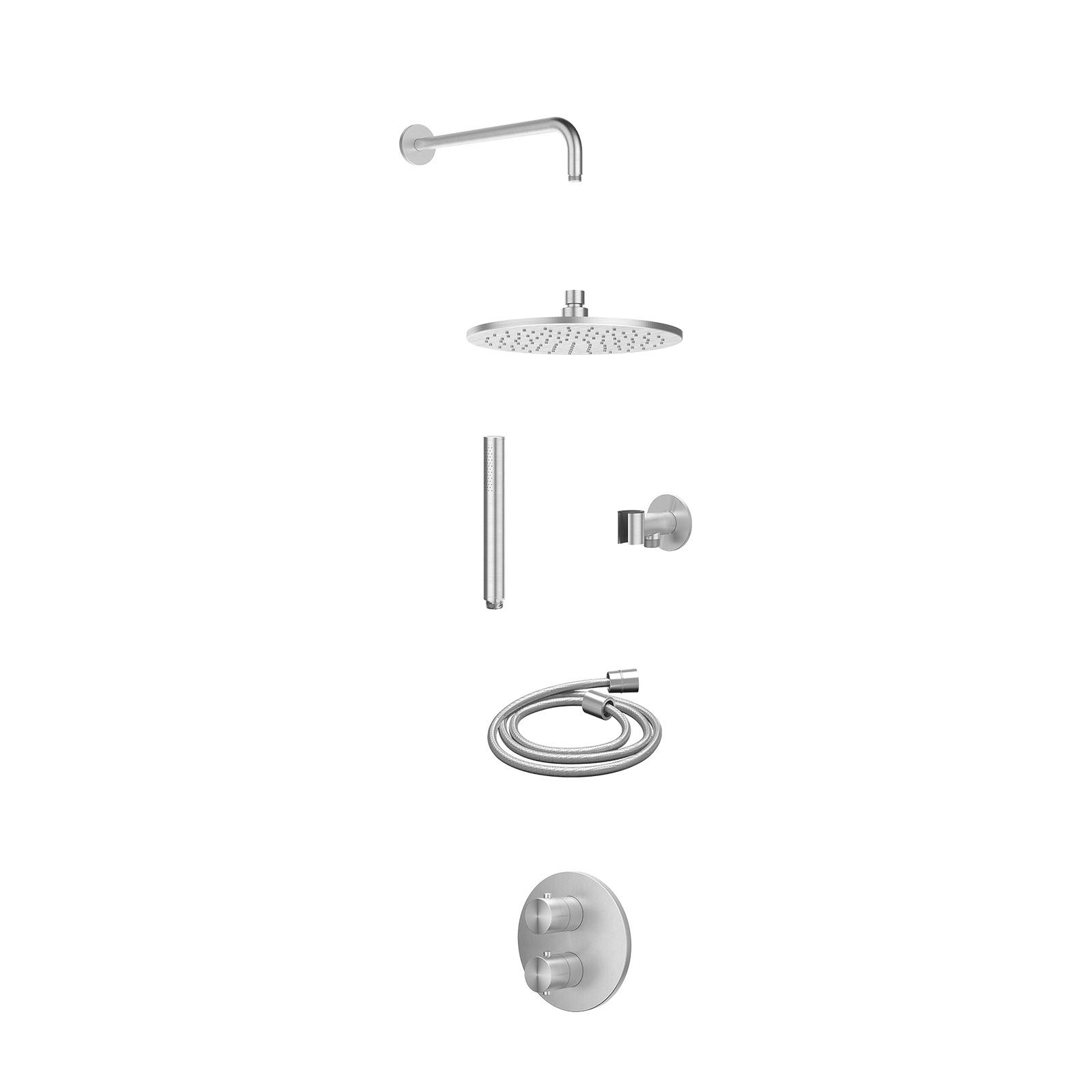 IVY Concord Regendoucheset inbouw 2-weg RVS316 - 25cm medium - wandarm - glijstang - staafhanddouche - excl. inbouwbox - RVS geborsteld
