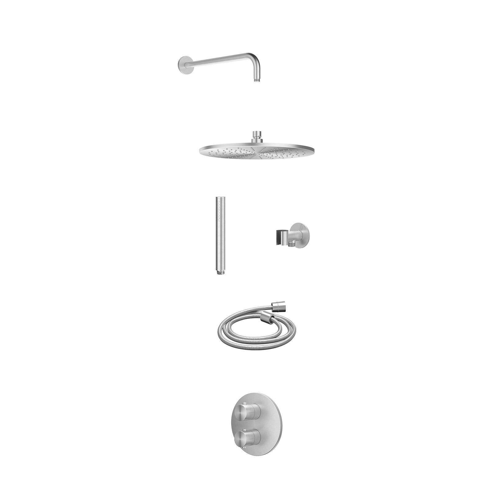 IVY Concord Regendoucheset inbouw 2-weg RVS316 - 30cm medium - wandarm - glijstang - staafhanddouche - excl. inbouwbox - RVS geborsteld